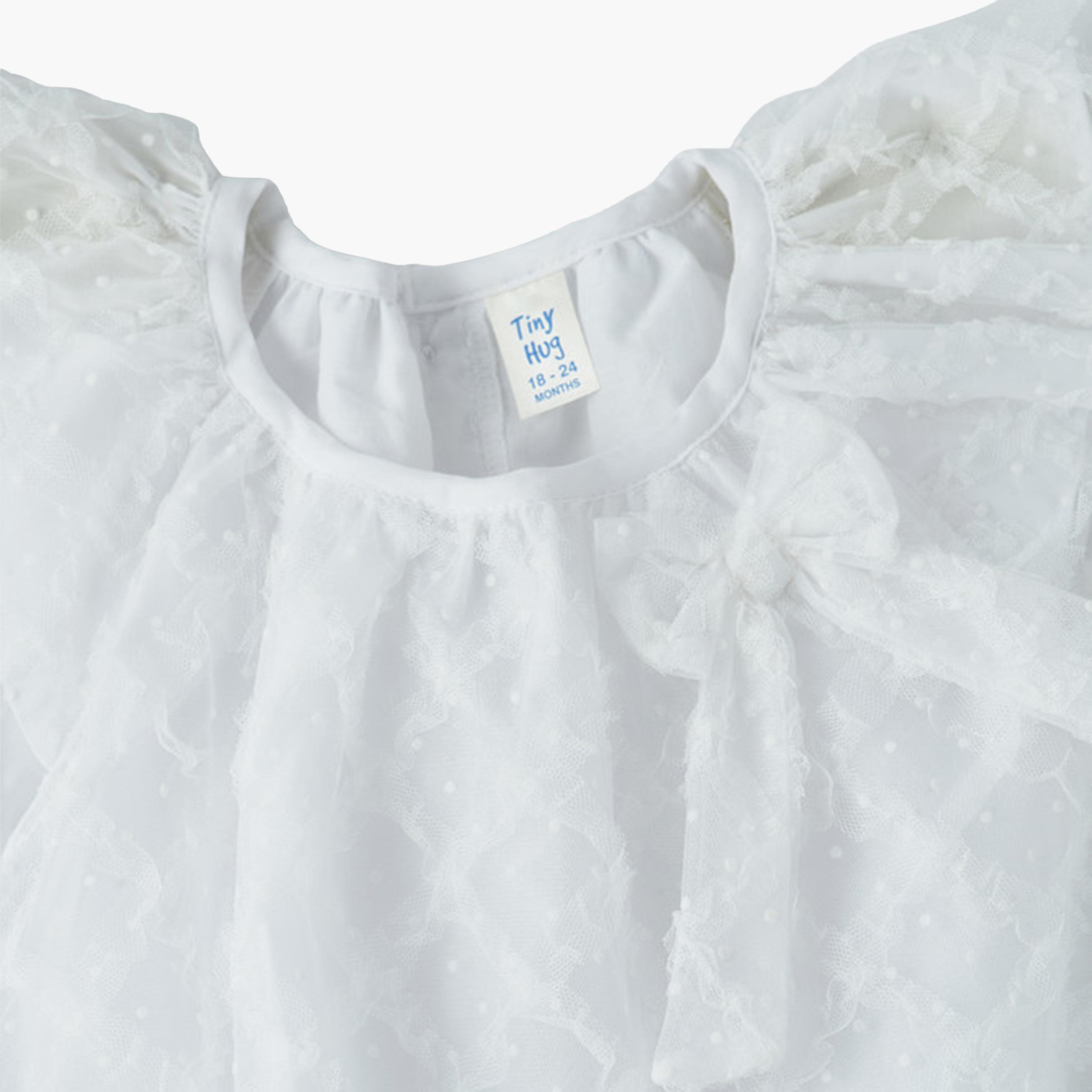 فستان قطن سادة بأكمام قصيرة جداً (كاب) من يونيكيدز-baby-girls-clothing-dressesandjumpsuits-image-3