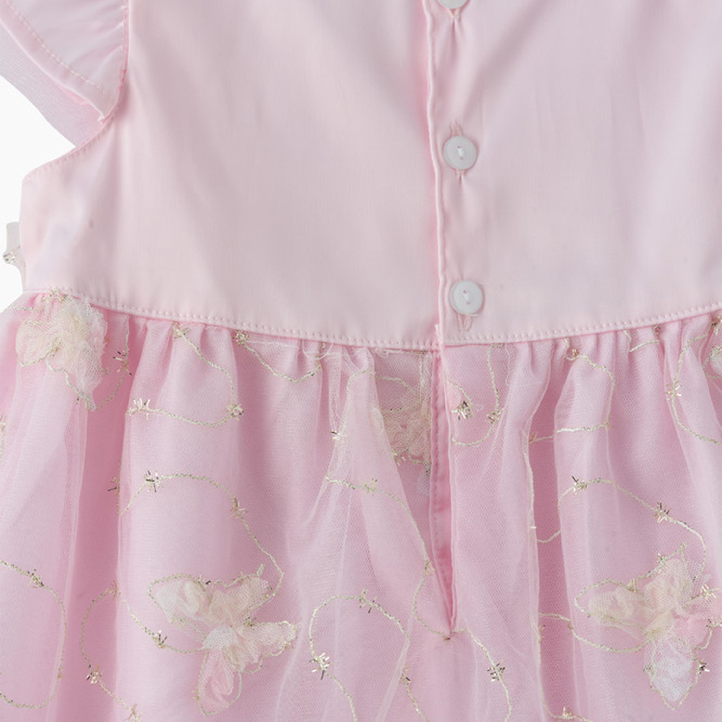 فستان قطن بنقشة زهور وأكمام قصيرة جداً (كاب) من يونيكيدز-baby-girls-clothing-dressesandjumpsuits-image-3