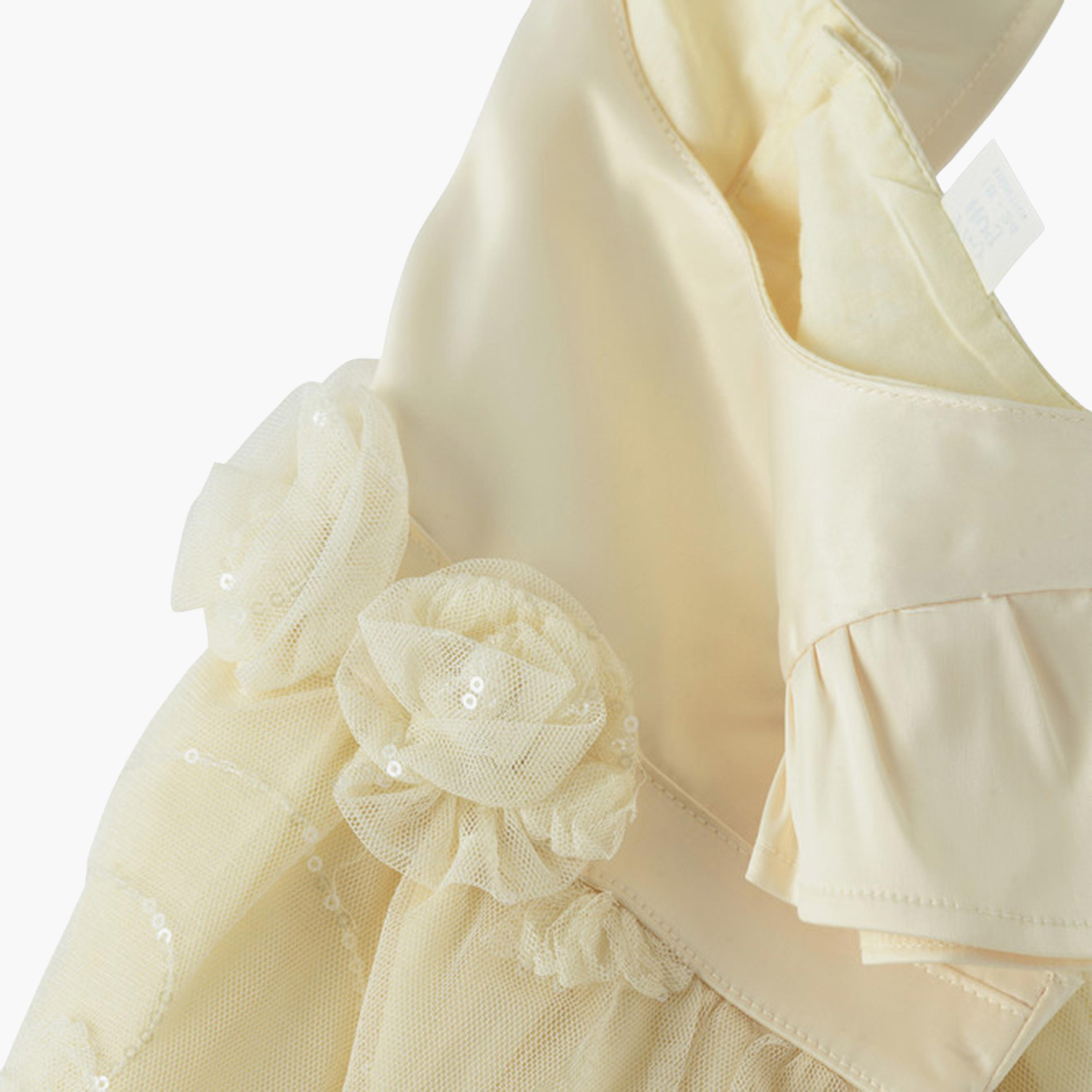 فستان قطن بأكمام قصيرة جداً (كاب) وبقوام بارز بنقشة زهور من يونيكيدز-baby-girls-clothing-dressesandjumpsuits-image-4