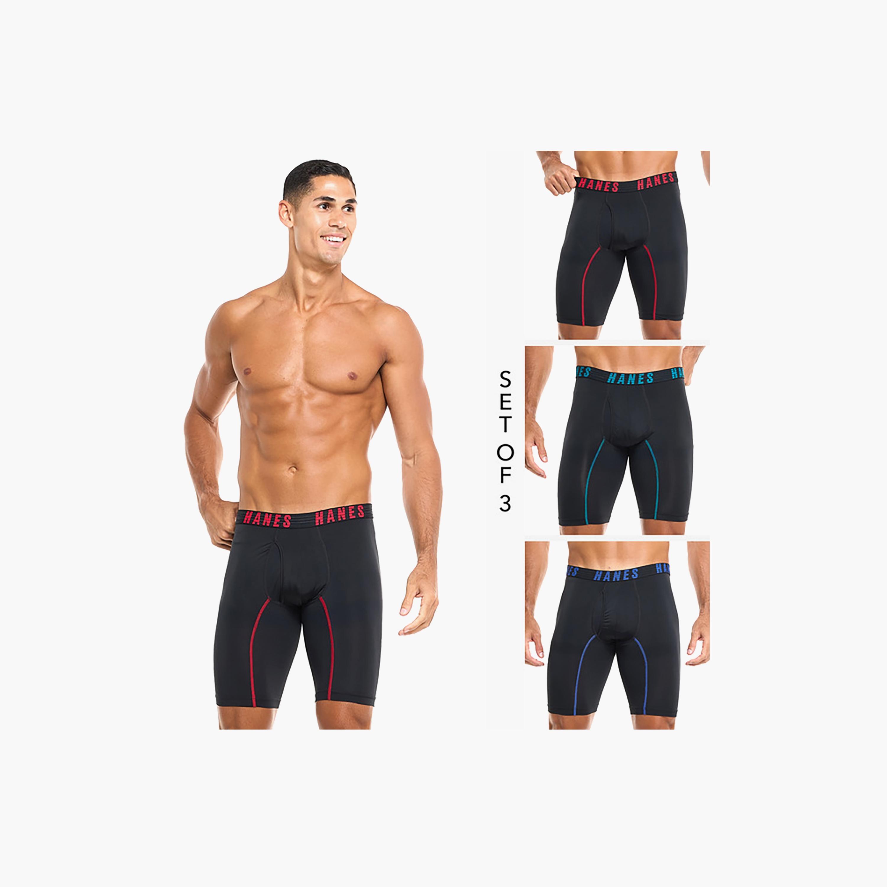 Hanes Assorted Pack of 3 Brand Print Waistband Men's Boxer Briefs-men-clothing-innerwear-underwear-image-2