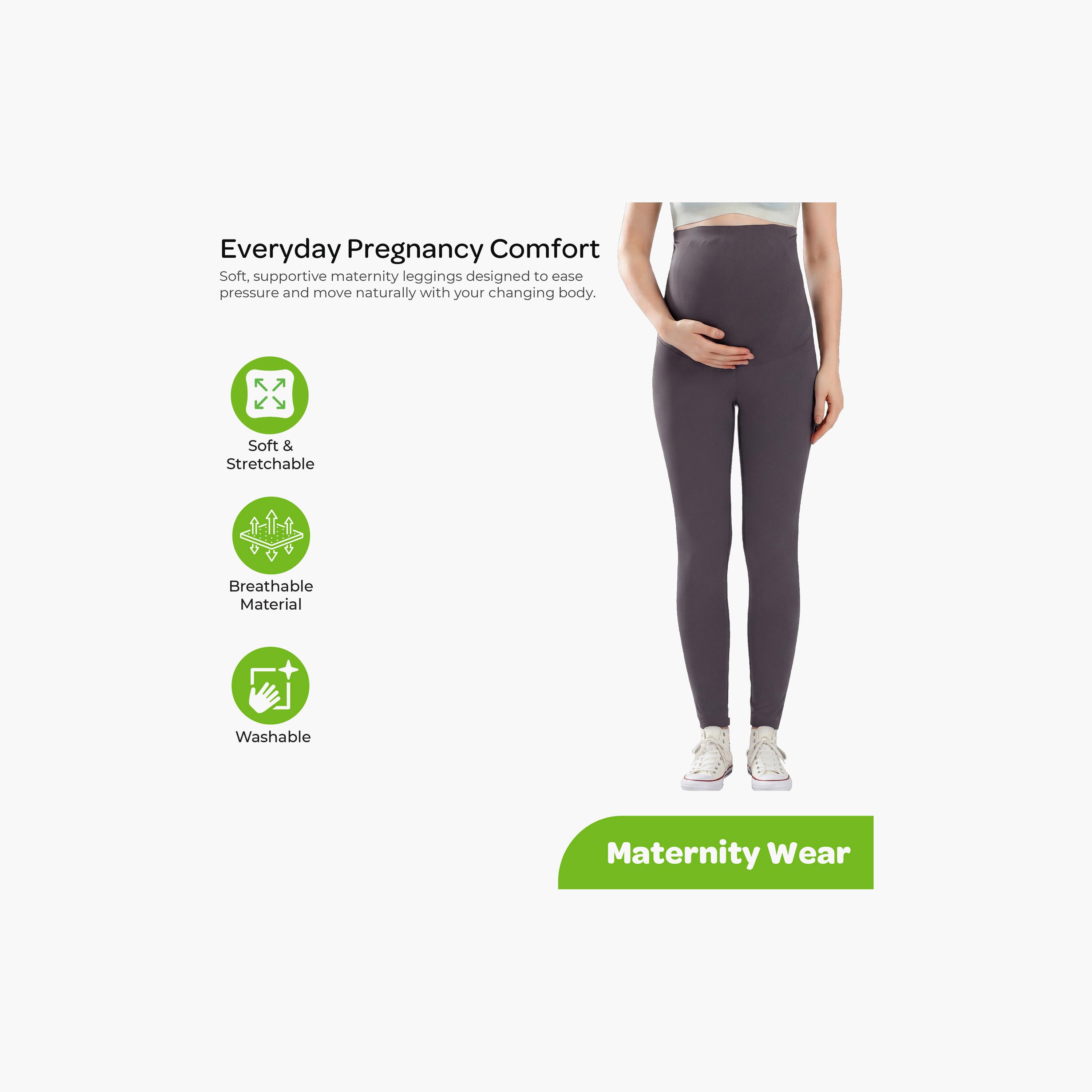 بنطال ليجنز للحوامل بخصر عالٍ ومرن وملمس ناعم من مون-baby-maternalcare-maternitywear-bottoms-image-2