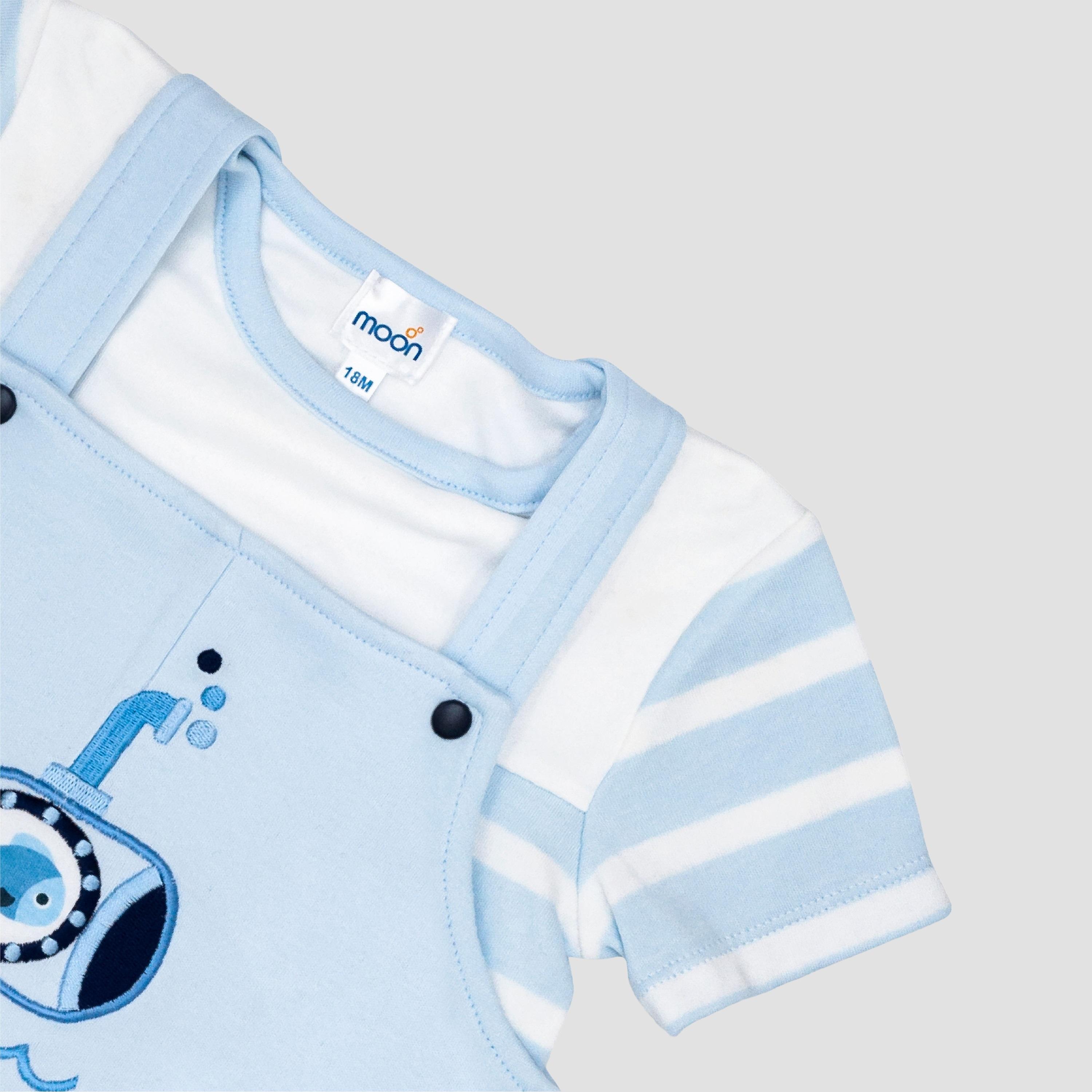 Moon Little Submarine Cotton T-Shirt & Dungaree Set-baby-girls-clothing-rompers-image-3