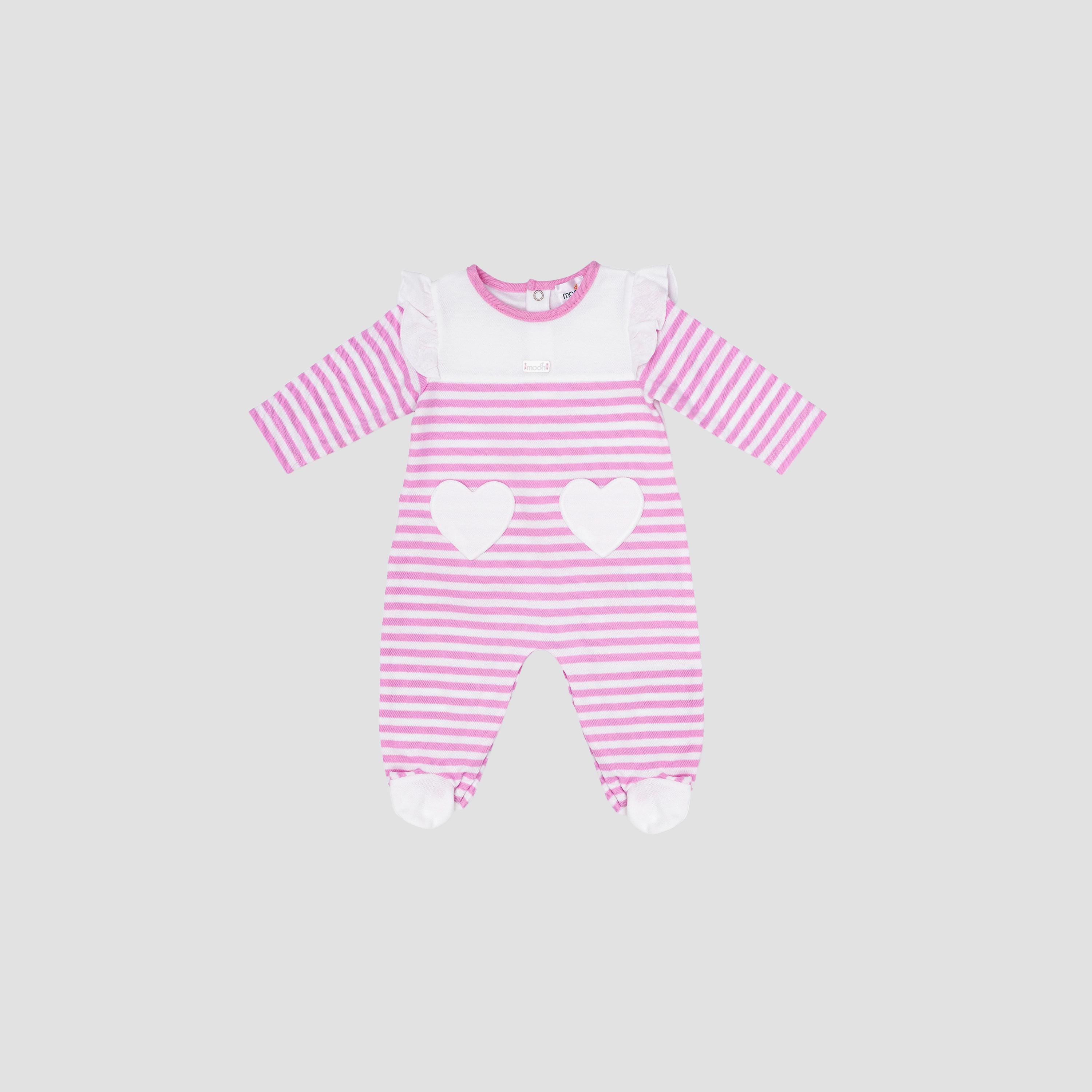 بدلة نوم قطنية مخططة منقوش من مون-baby-girls-clothing-nightwear-sleepsuits-image-1