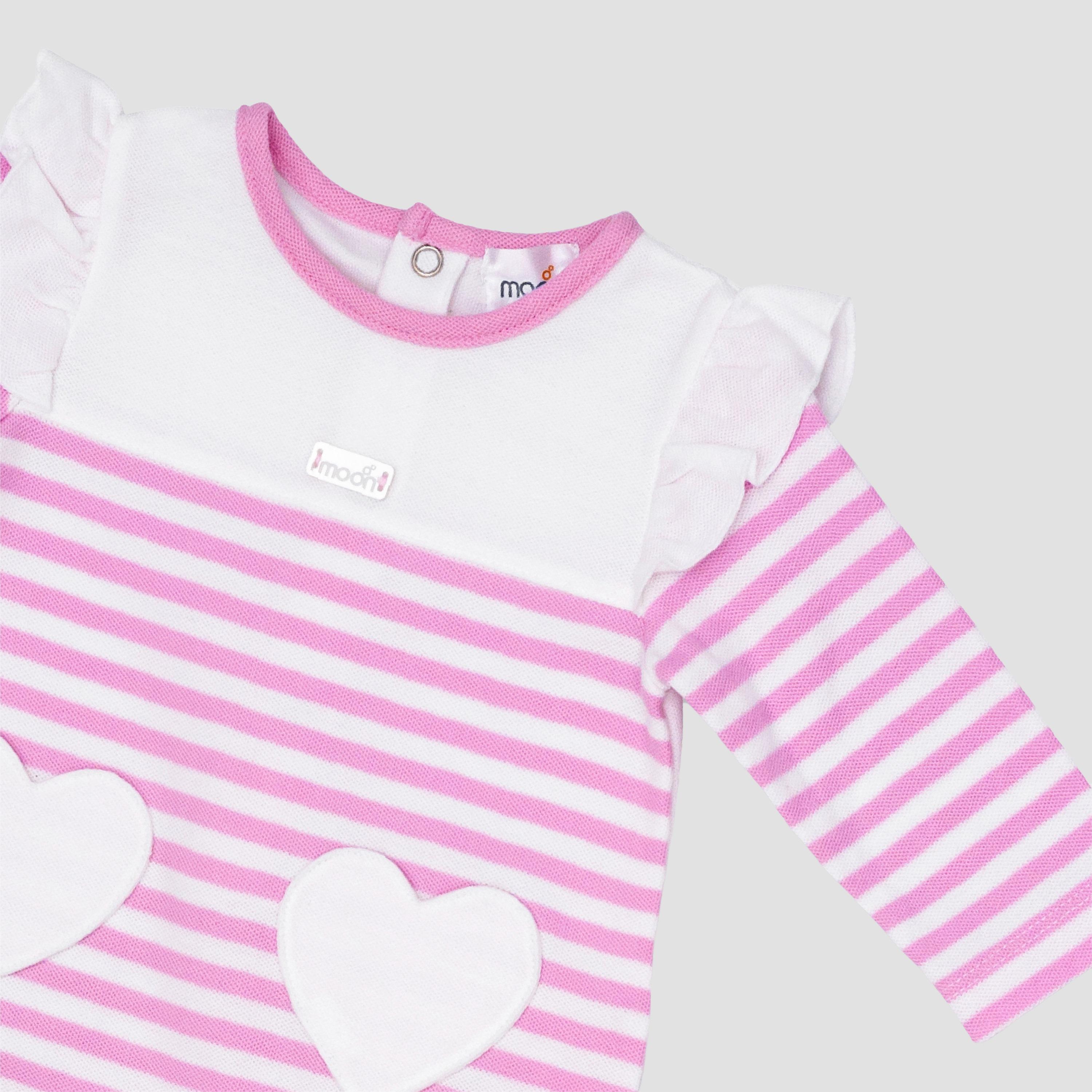 بدلة نوم قطنية مخططة منقوش من مون-baby-girls-clothing-nightwear-sleepsuits-image-3