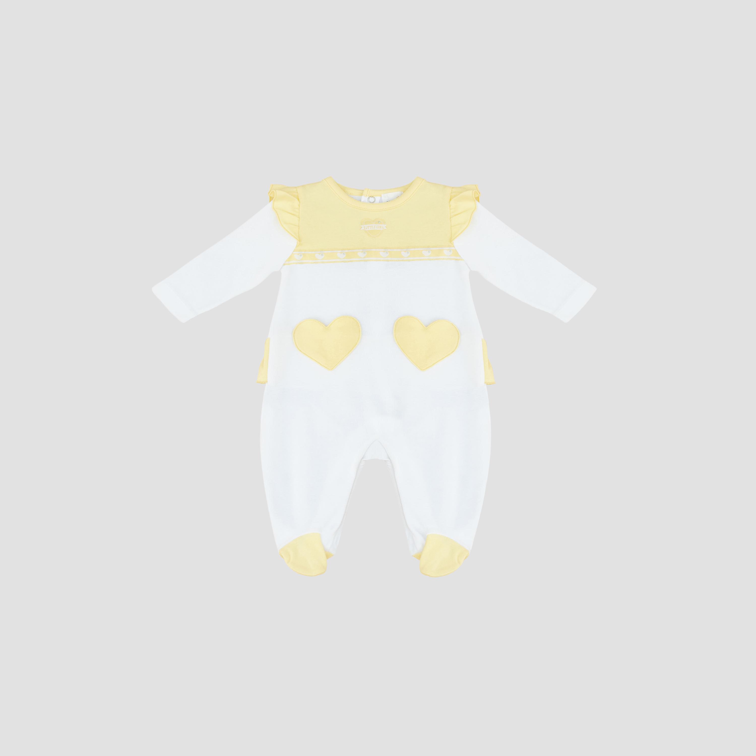 بدلة نوم قطنية بنقشة قلوب ليمون من مون-baby-girls-clothing-nightwear-sleepsuits-image-1