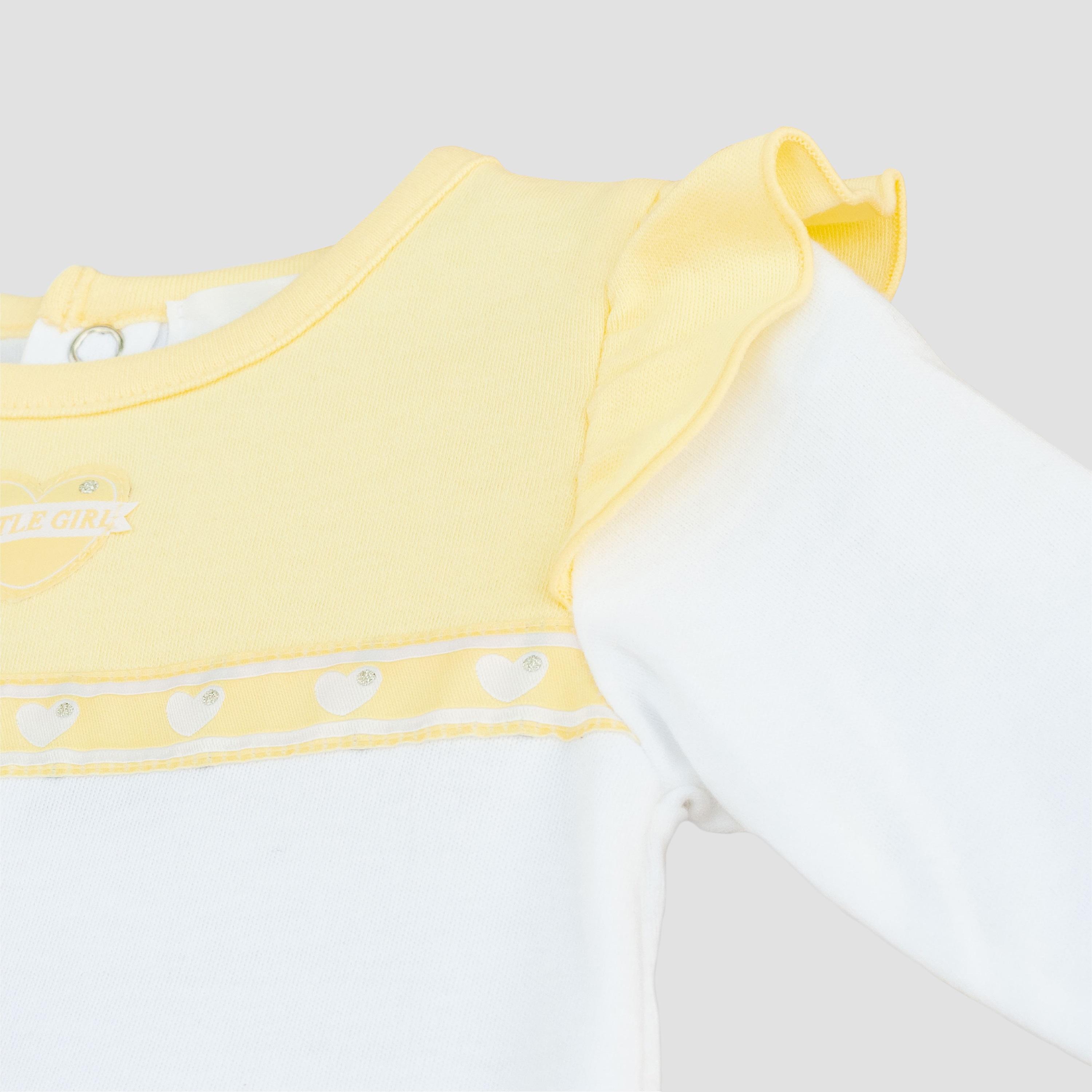 بدلة نوم قطنية بنقشة قلوب ليمون من مون-baby-girls-clothing-nightwear-sleepsuits-image-3