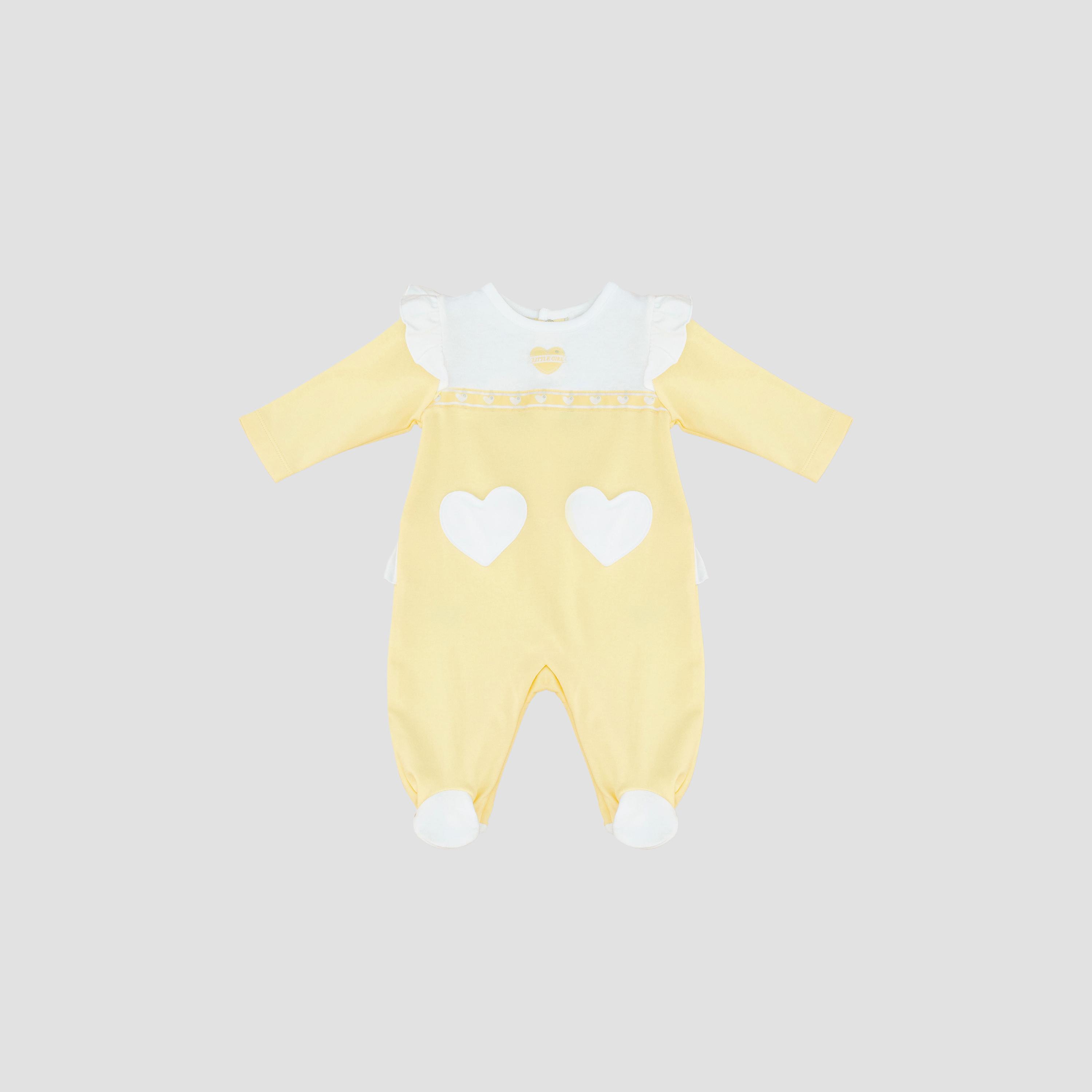 بدلة نوم قطنية بنقشة قلوب ليمون من مون-baby-girls-clothing-nightwear-sleepsuits-image-1