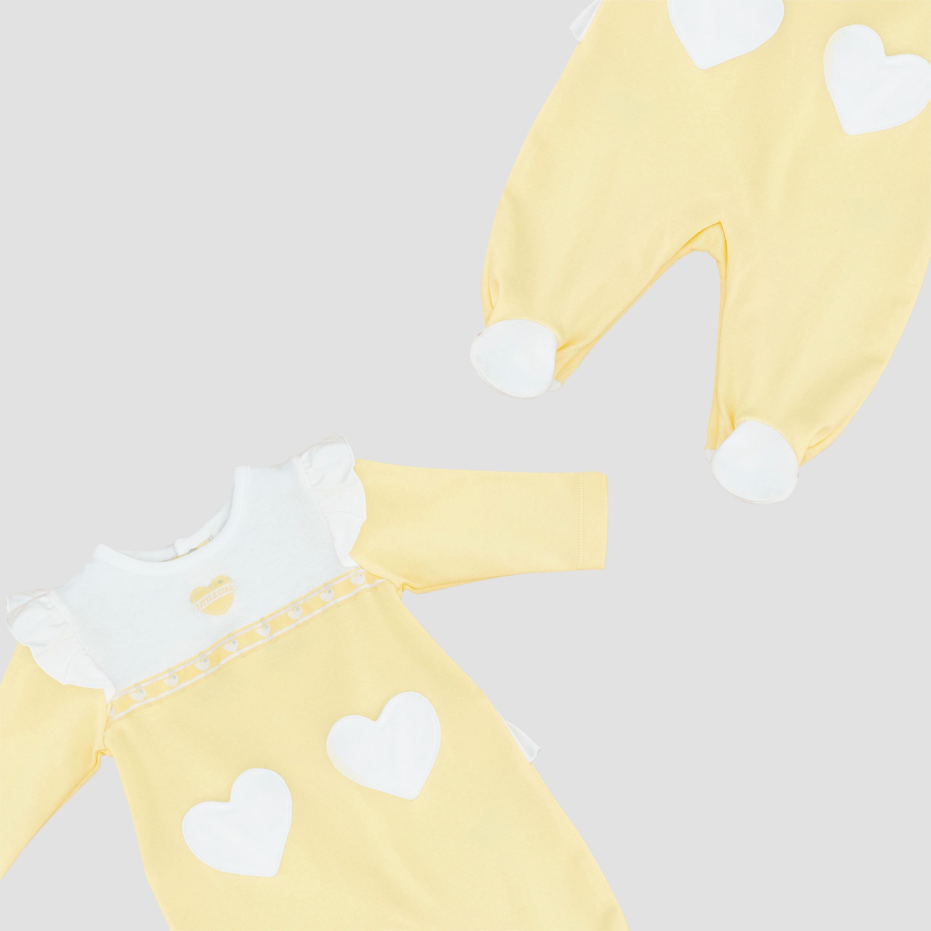 بدلة نوم قطنية بنقشة قلوب ليمون من مون-baby-girls-clothing-nightwear-sleepsuits-image-3