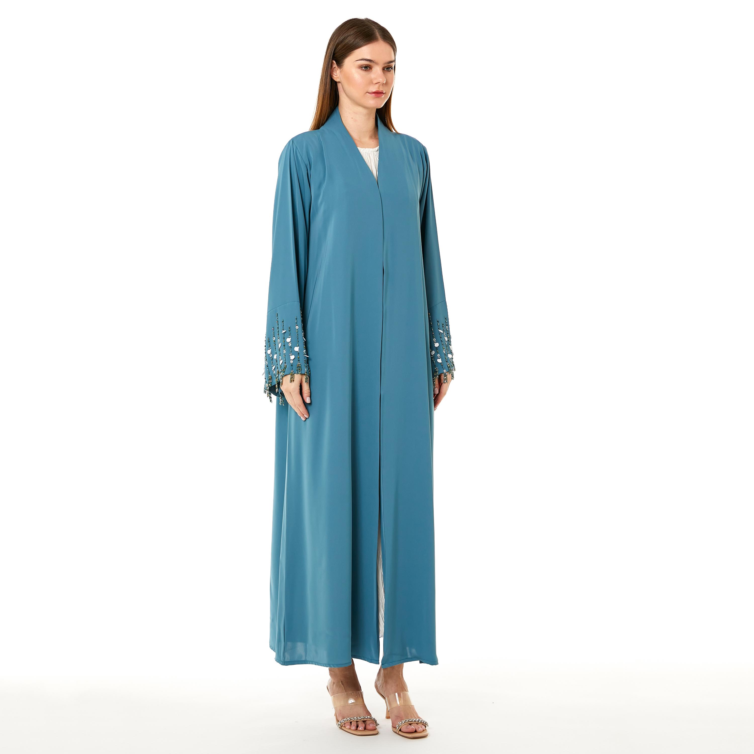 Moistreet Blue Nida Women's Abaya with Hijab-women-arabicclothing-abayas-image-3