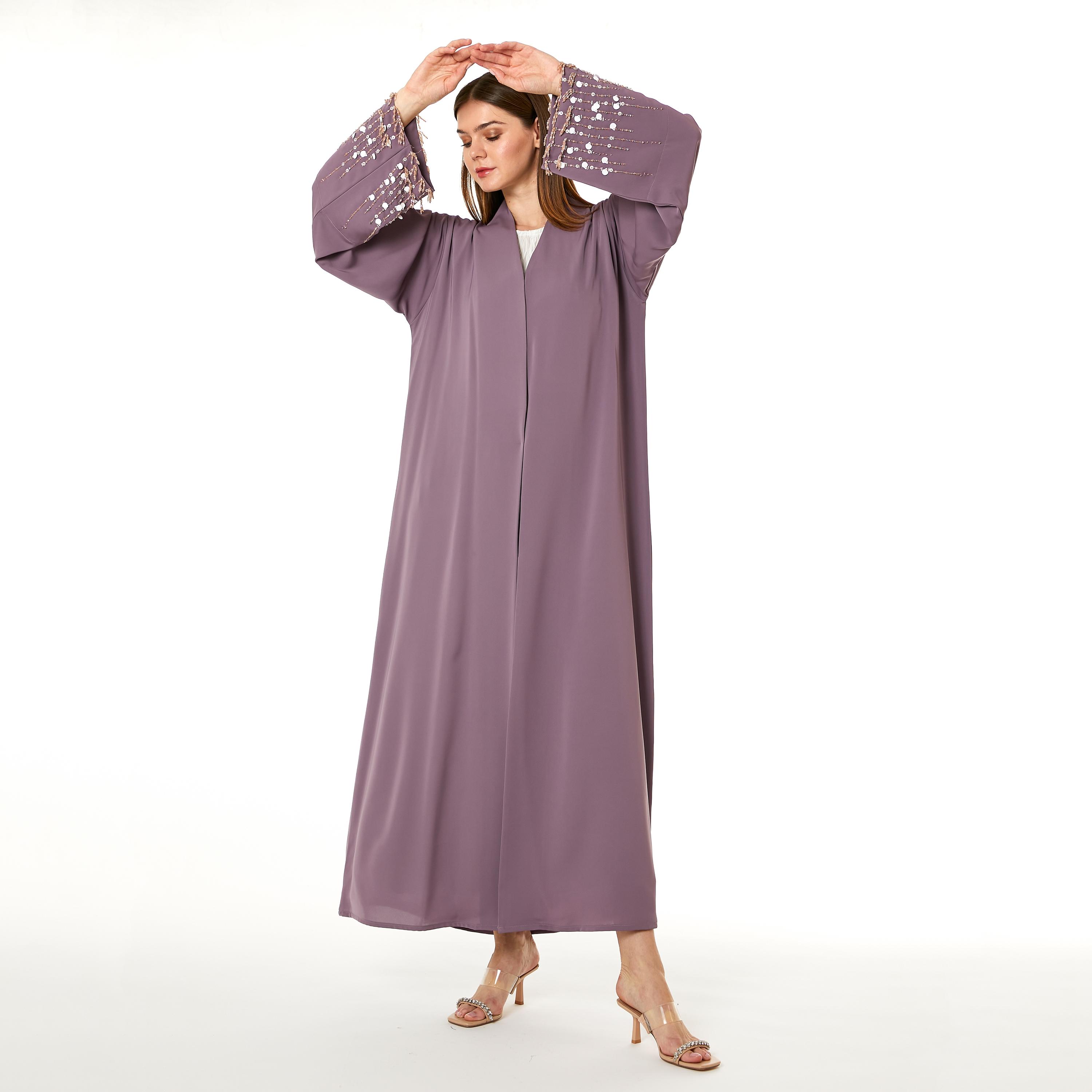 Moistreet Purple Nida Women's Abaya with Hijab-women-arabicclothing-abayas-image-1