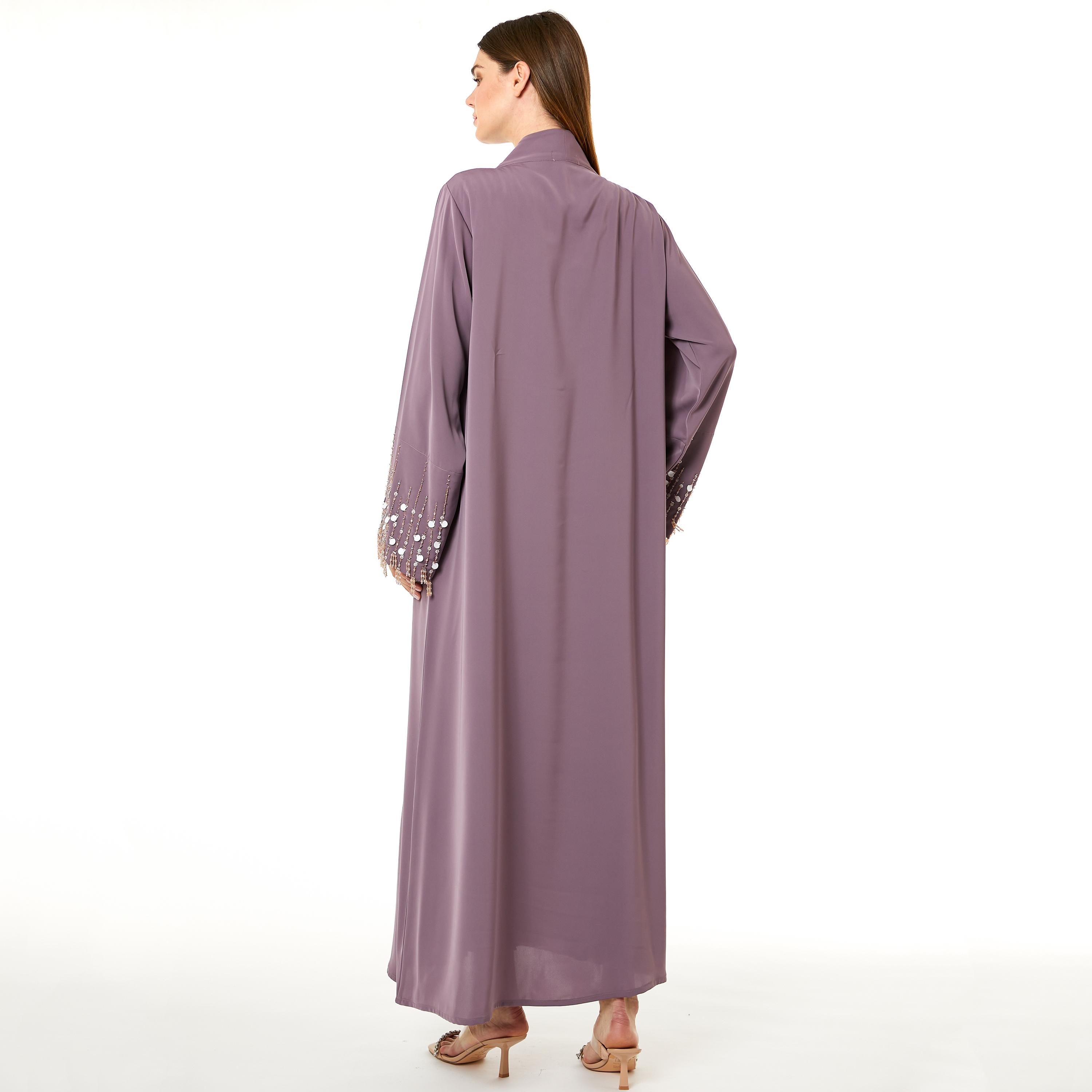 Moistreet Purple Nida Women's Abaya with Hijab-women-arabicclothing-abayas-image-4