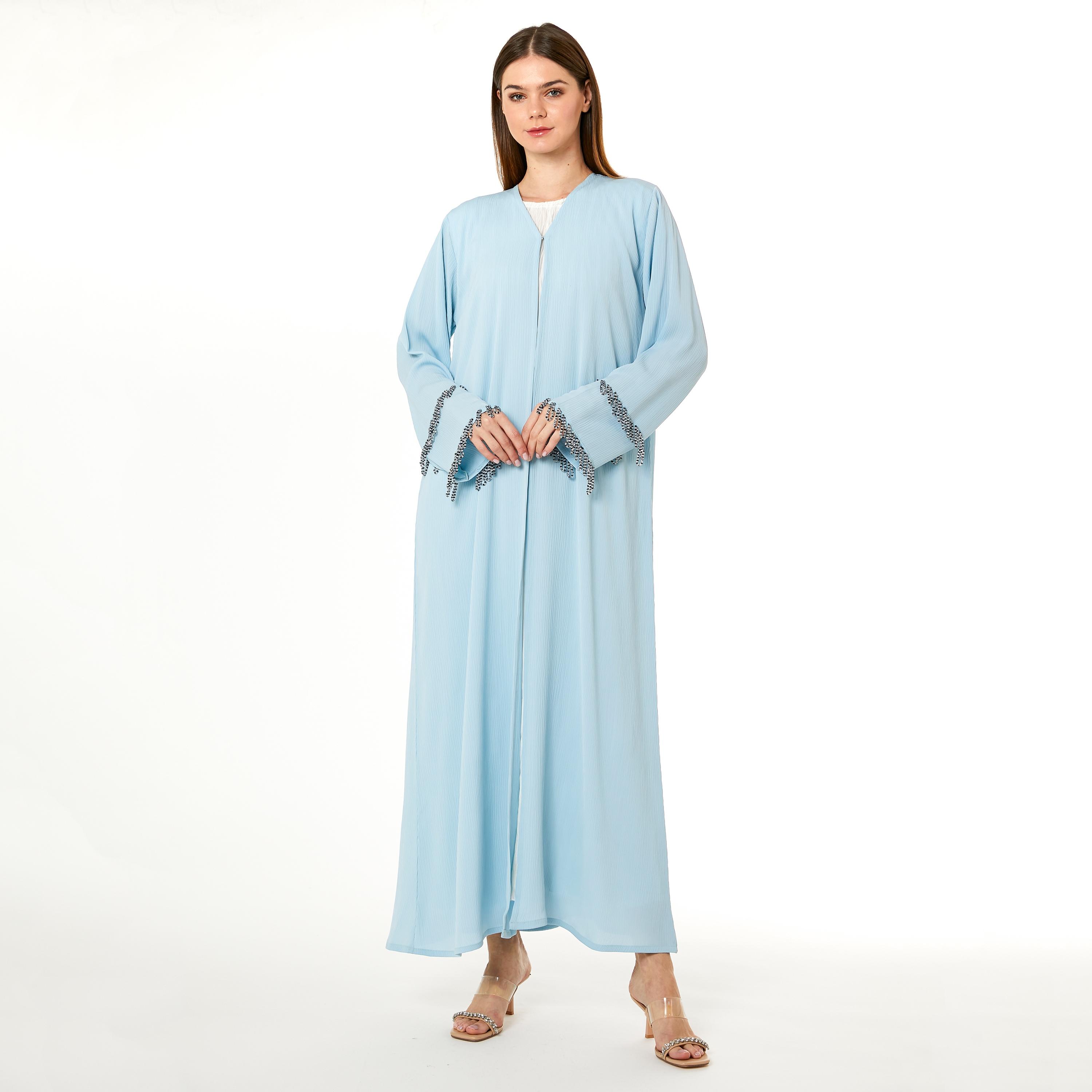  عباية نسائية من قماش زووم باللون الأزرق الفاتح مع حجاب من مويستريت-women-arabicclothing-abayas-image-1