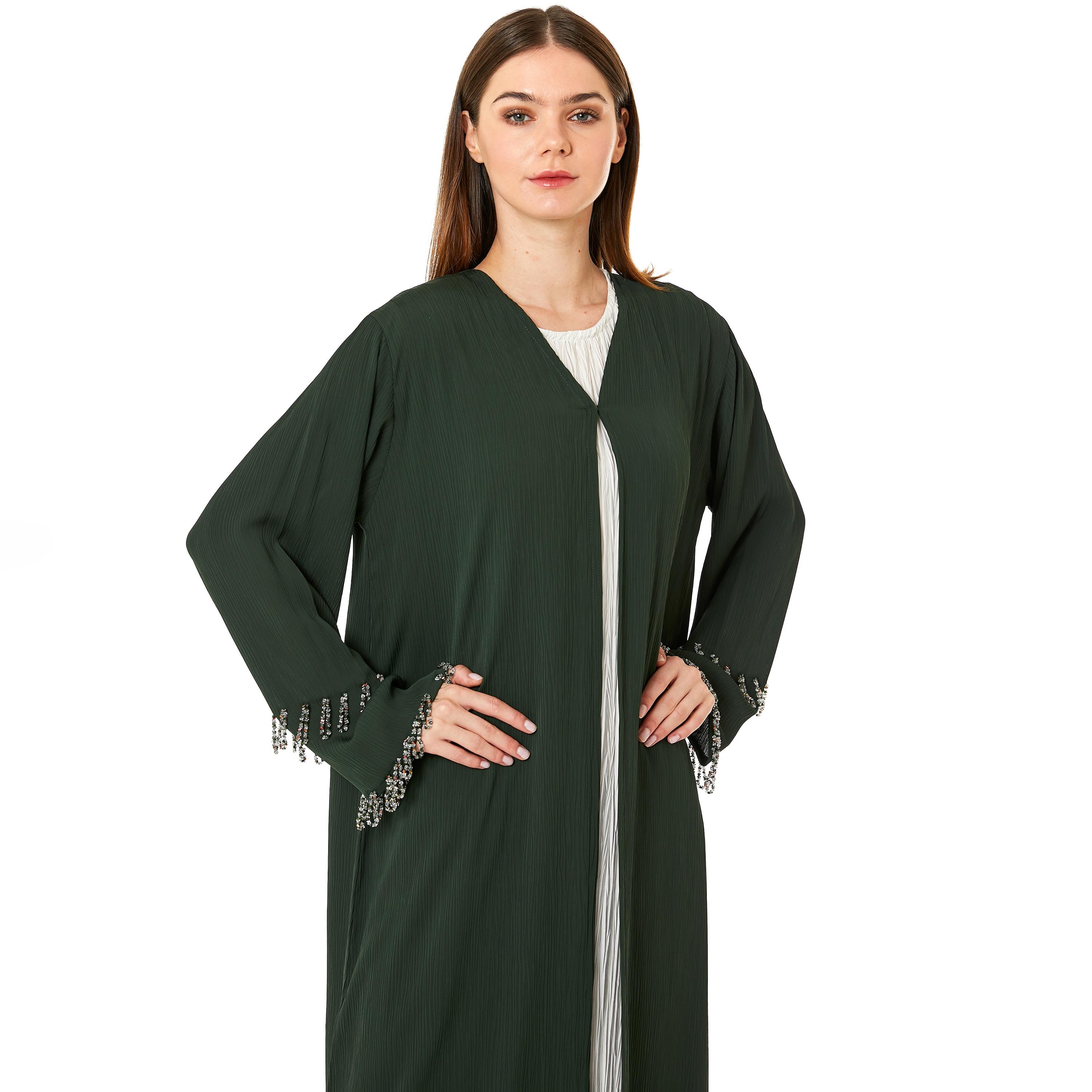 Moistreet Green Zoom Fabric Women's Abaya with Hijab-women-arabicclothing-abayas-image-3