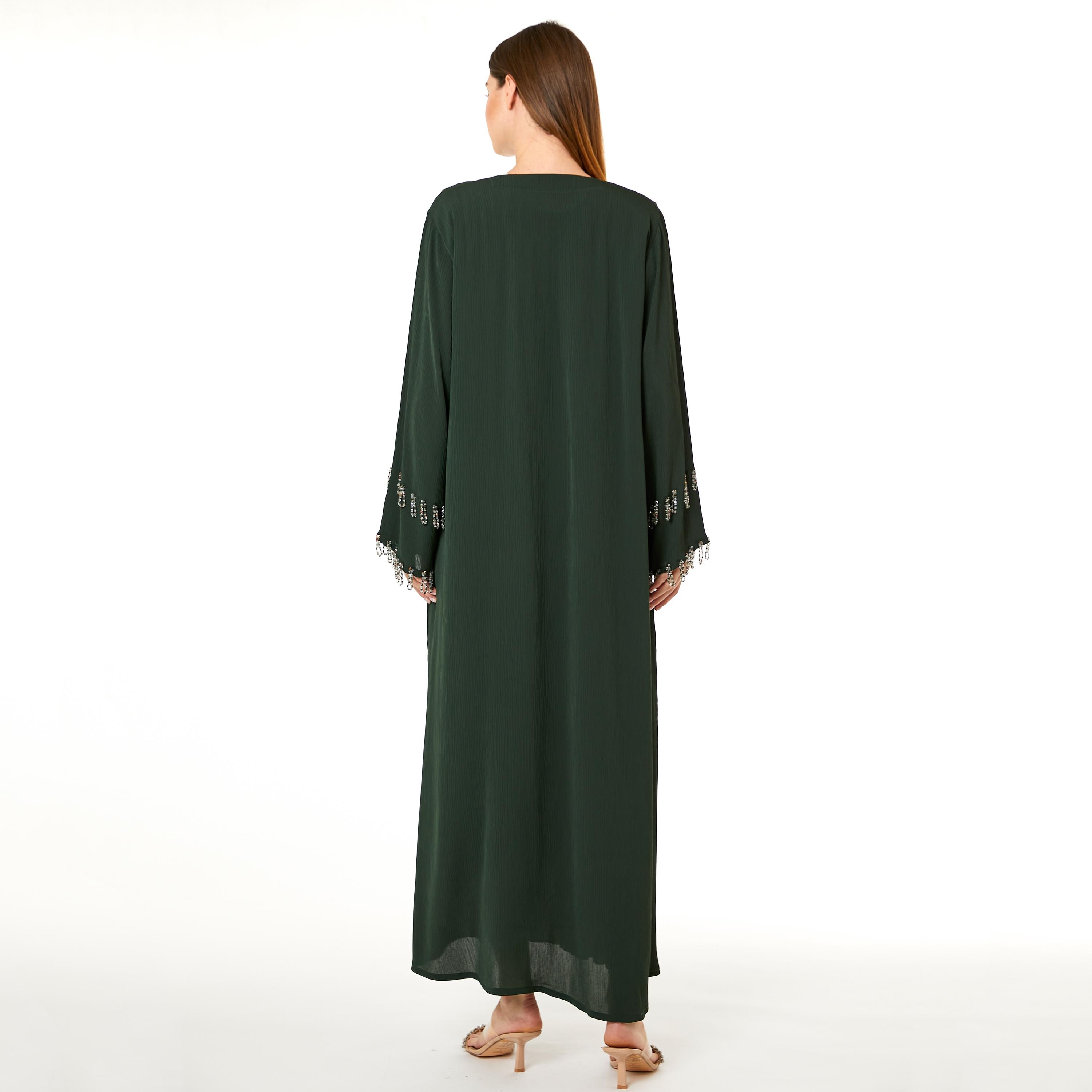 Moistreet Green Zoom Fabric Women's Abaya with Hijab-women-arabicclothing-abayas-image-4