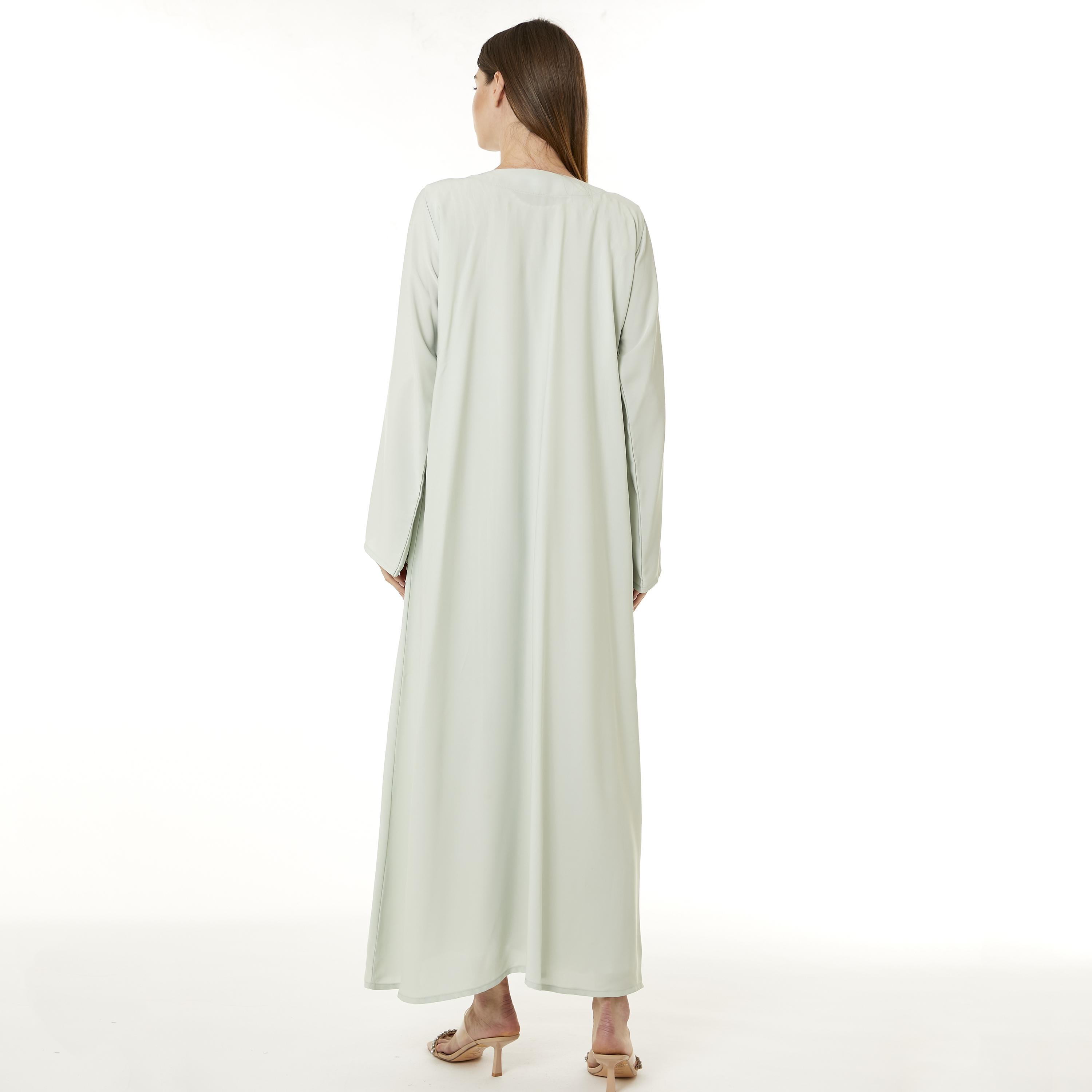  عباية نسائية مفتوحة من الأمام من الكريب باللون الأخضر الفاتح مع حجاب من مويستريت-women-arabicclothing-abayas-image-4