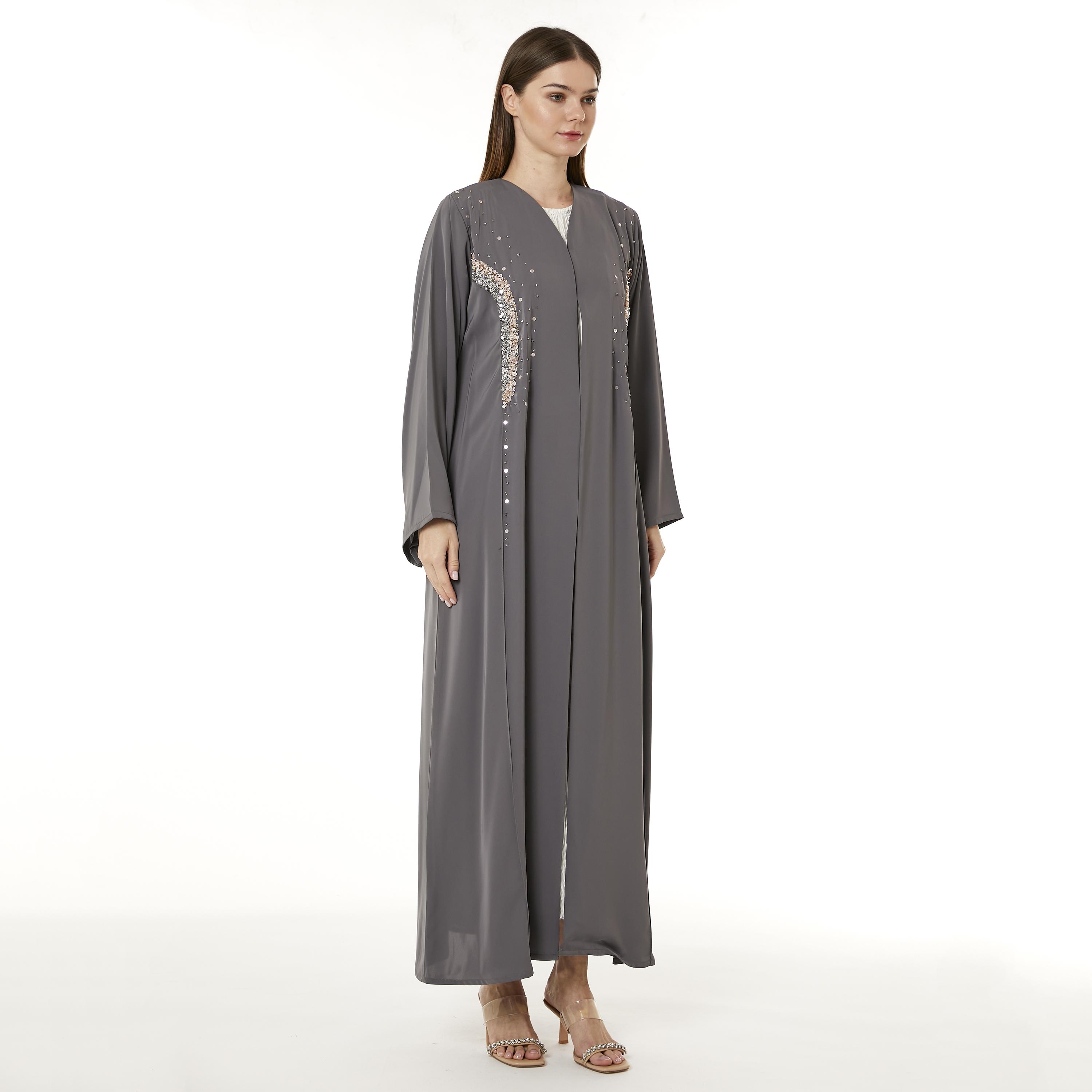 Moistreet Black Sequins Nida Women's Abaya with Hijab-women-arabicclothing-abayas-image-3