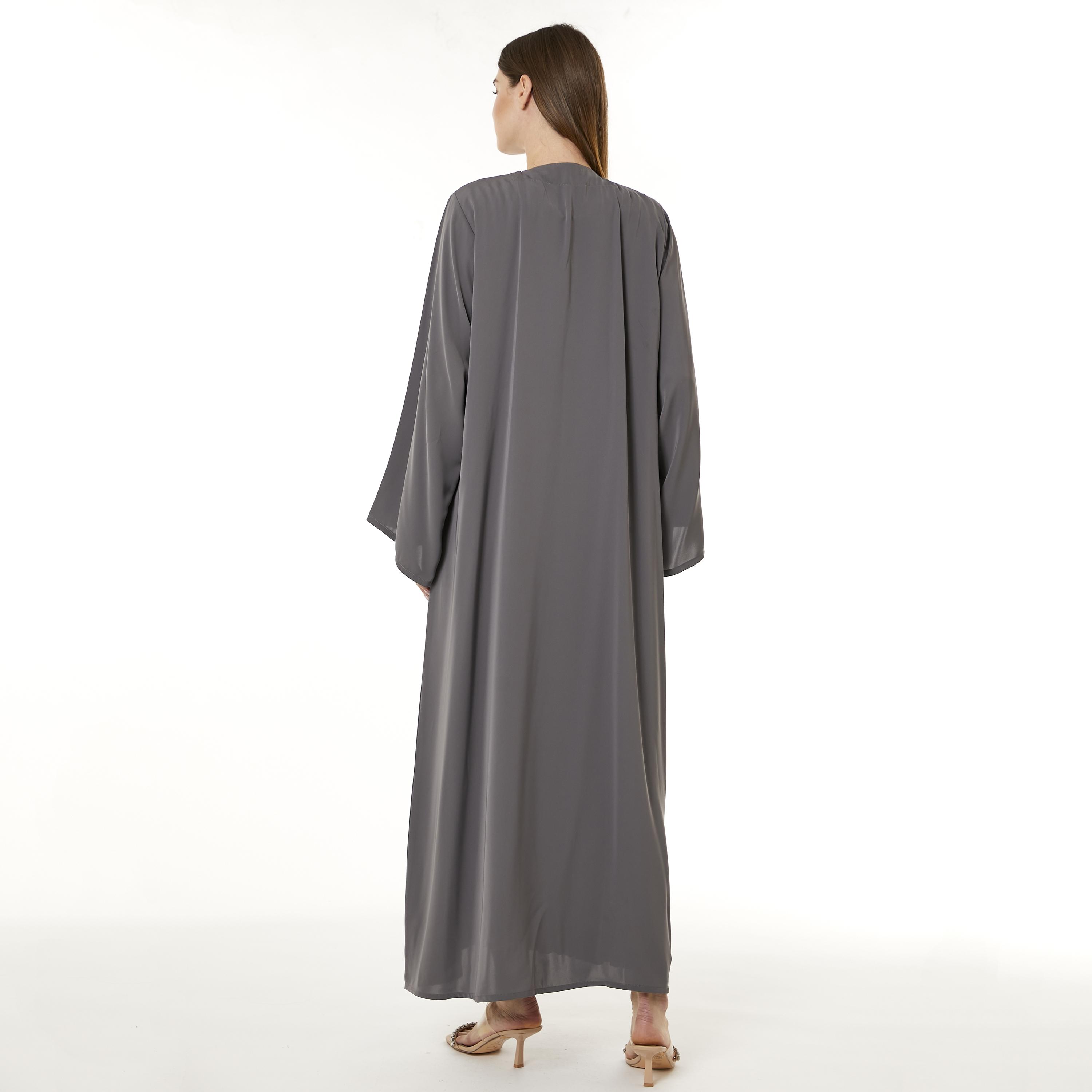 Moistreet Black Sequins Nida Women's Abaya with Hijab-women-arabicclothing-abayas-image-4