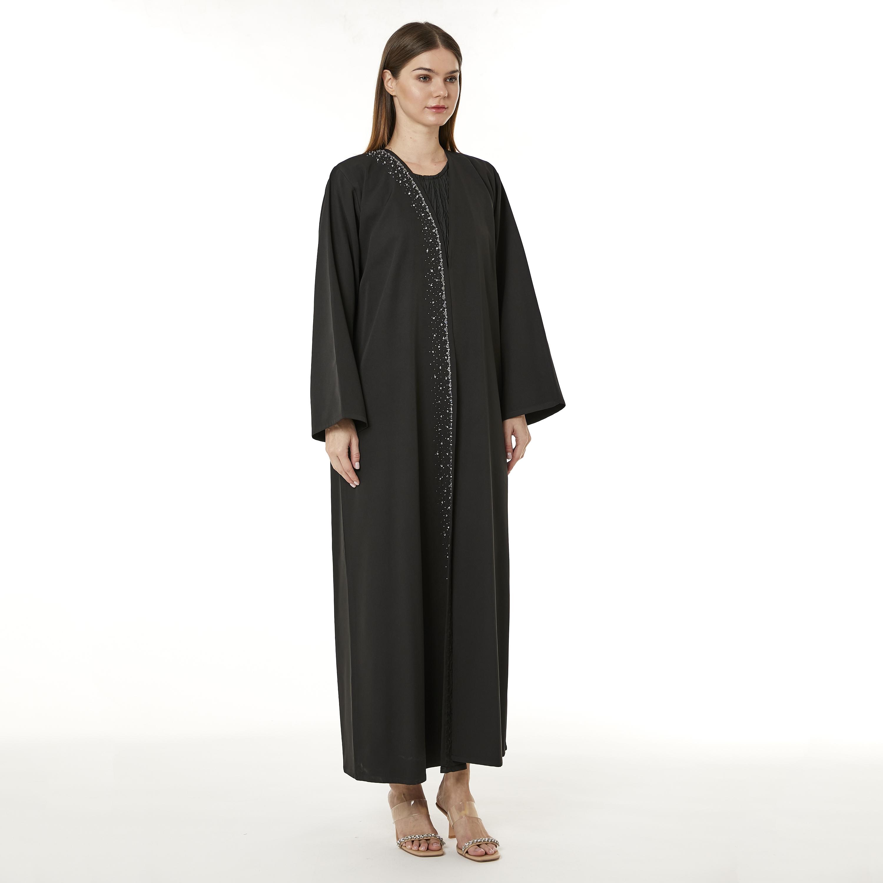  عباية نسائية مفتوحة من الأمام من الكريب الأسود مع حجاب من مويستريت-women-arabicclothing-abayas-image-3