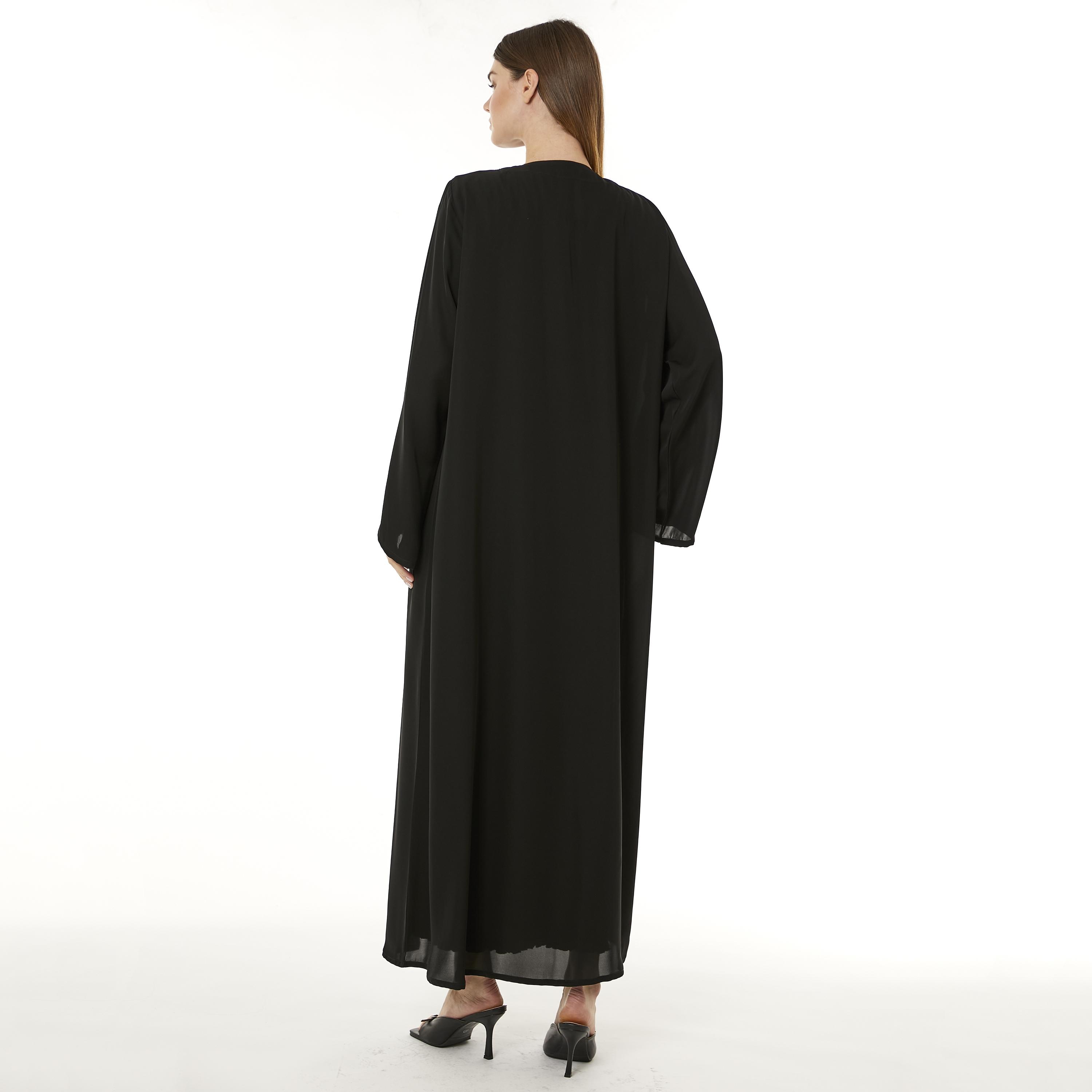  عباية نيدا سوداء مطرزة بالخرز مفتوحة من الأمام مع حجاب للنساء من مويستريت-women-arabicclothing-abayas-image-4