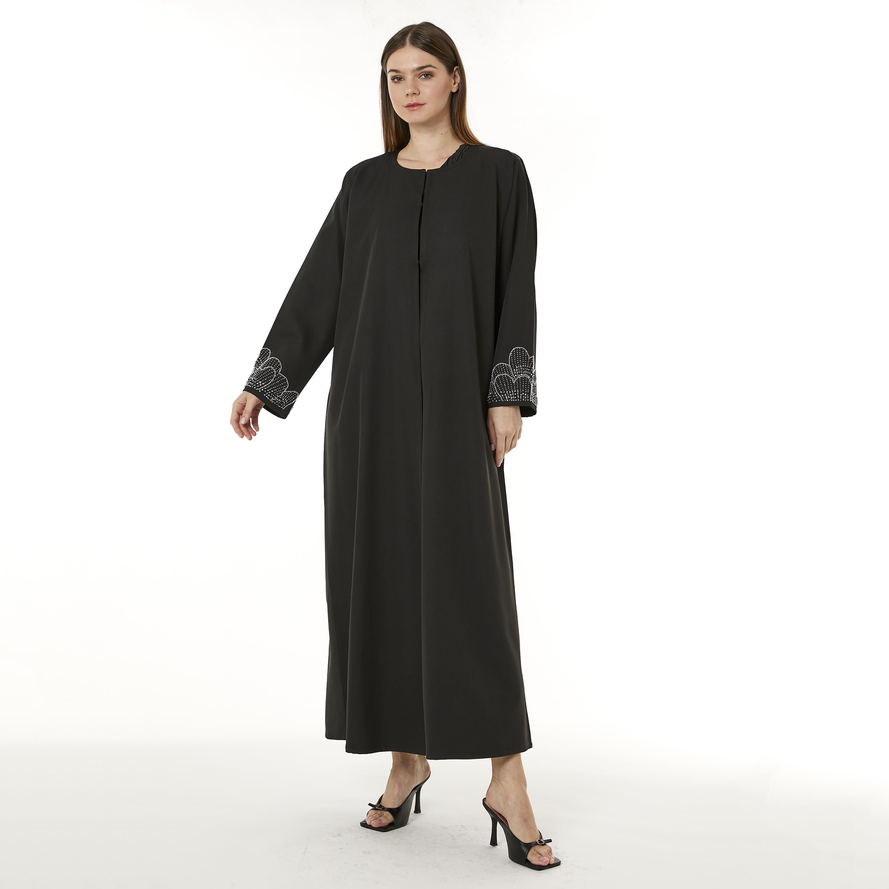 Moistreet Black Nida Women's Abaya with Hijab-women-arabicclothing-abayas-image-1