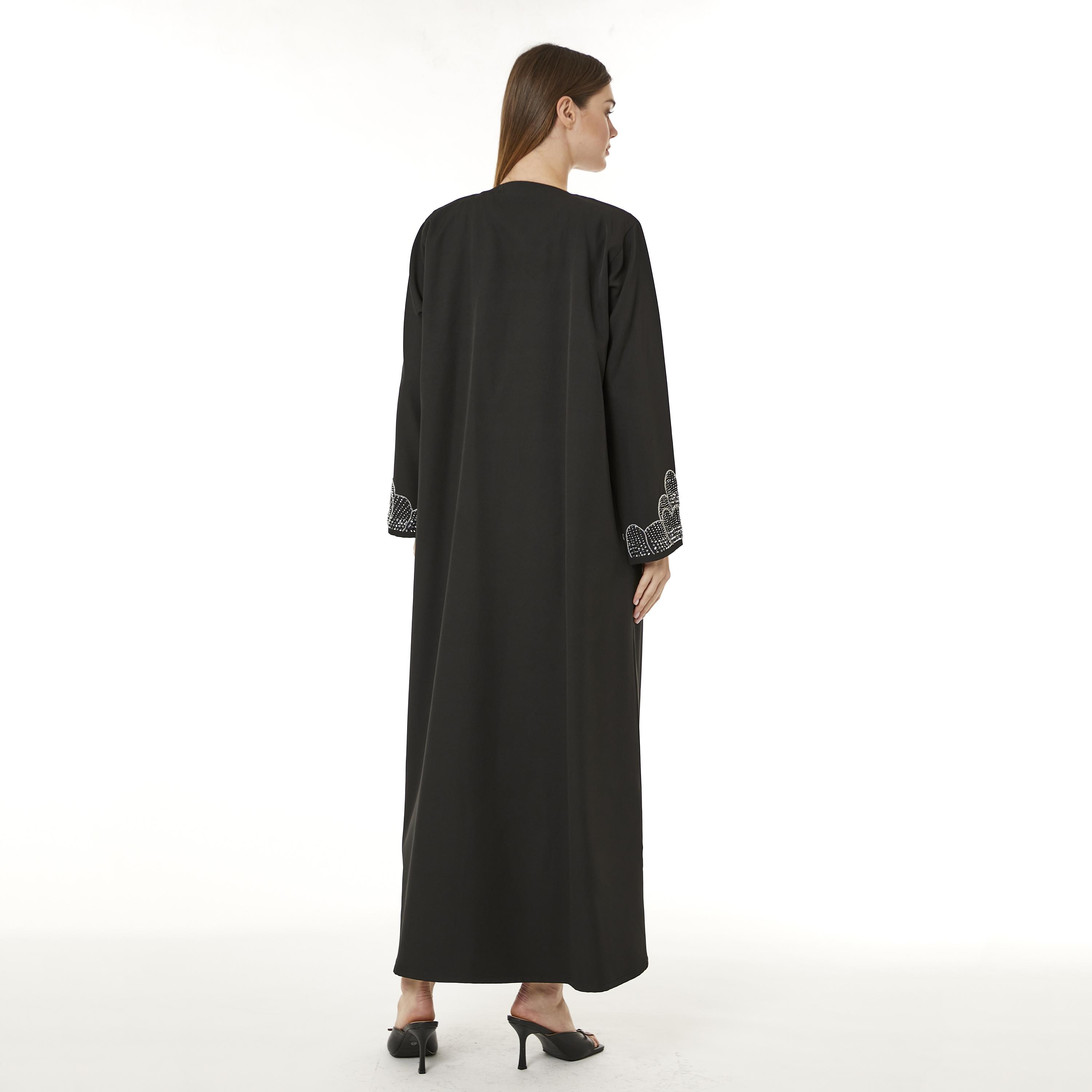 Moistreet Black Nida Women's Abaya with Hijab-women-arabicclothing-abayas-image-4
