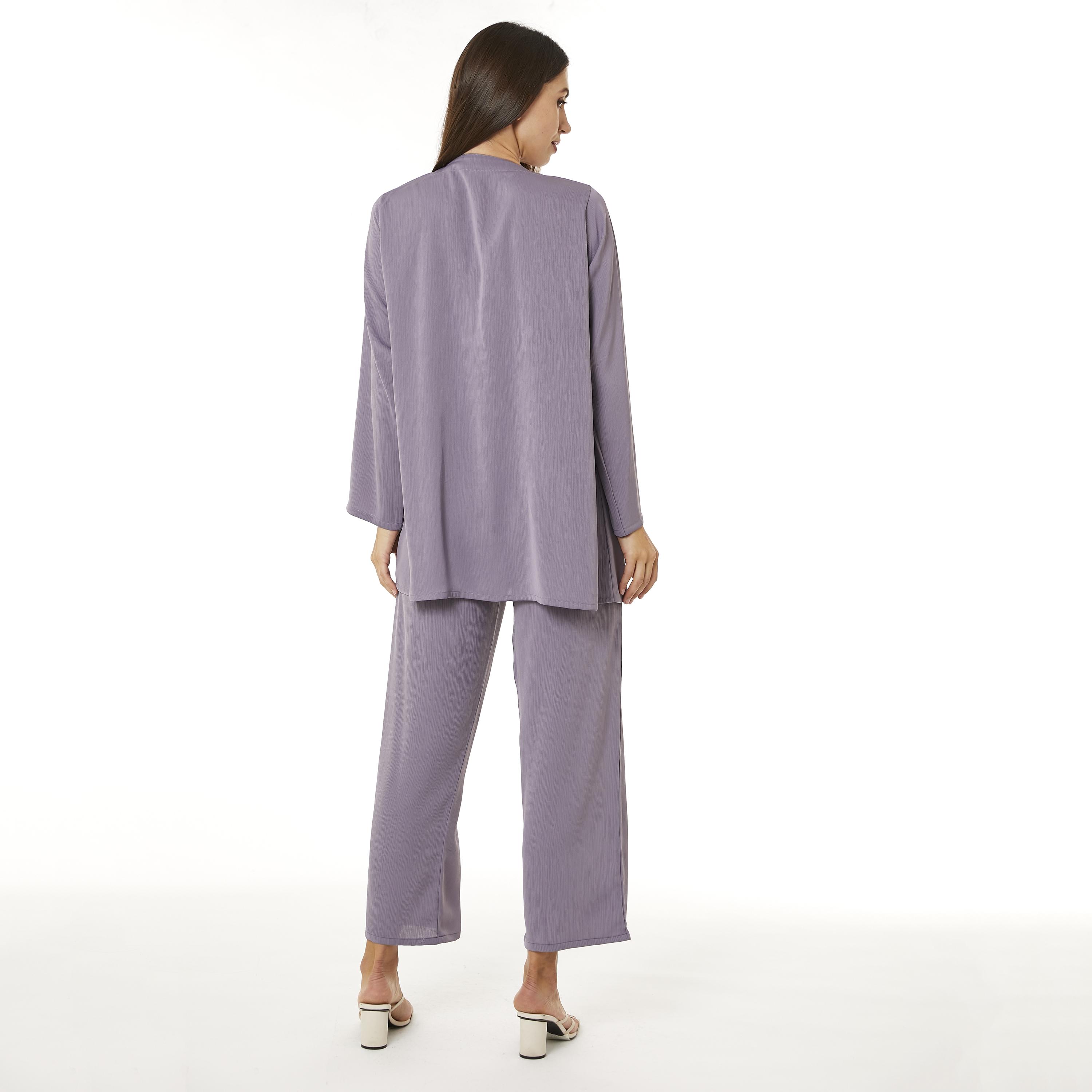 Moistreet 2-Piece Set Purple Beaded Zoom Fabric Women's Top with Pants-women-arabicclothing-abayainner-image-4