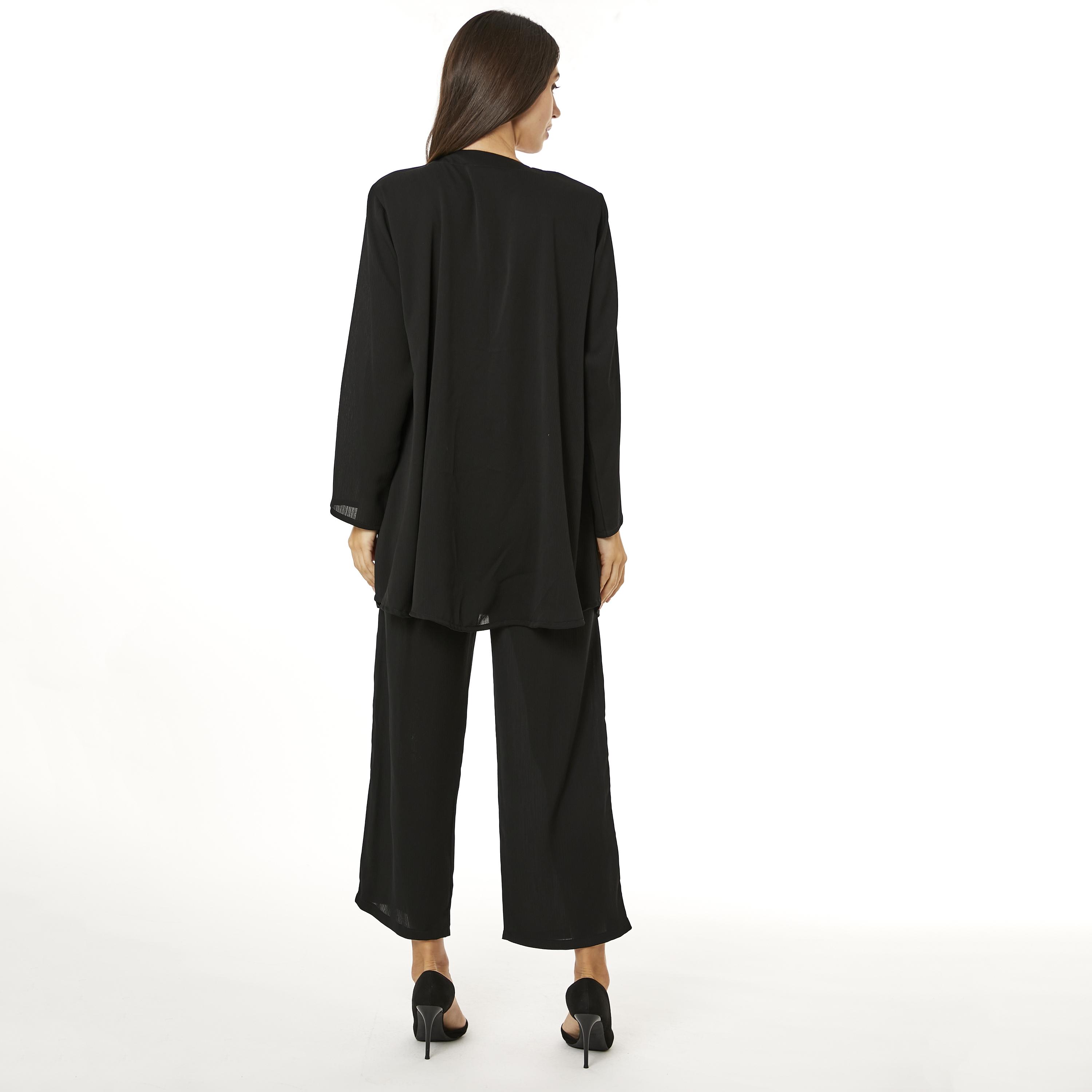 Moistreet 2-Piece Set Black Beaded Zoom Fabric Women's Top with Pants-women-arabicclothing-abayainner-image-4