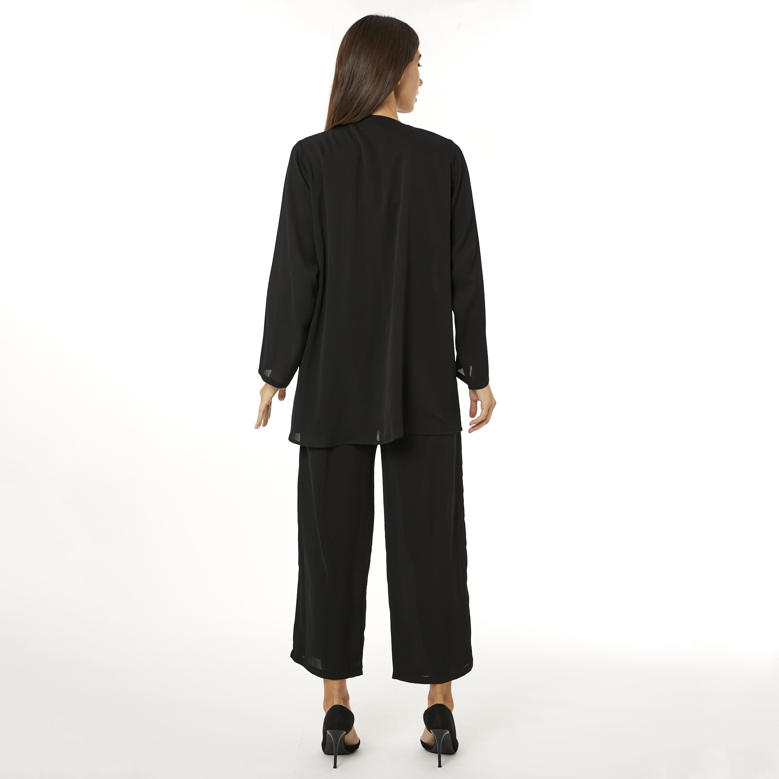 Moistreet 2-Piece Set Black Beaded Zoom Fabric Women's Top with Pants-women-arabicclothing-abayainner-image-4