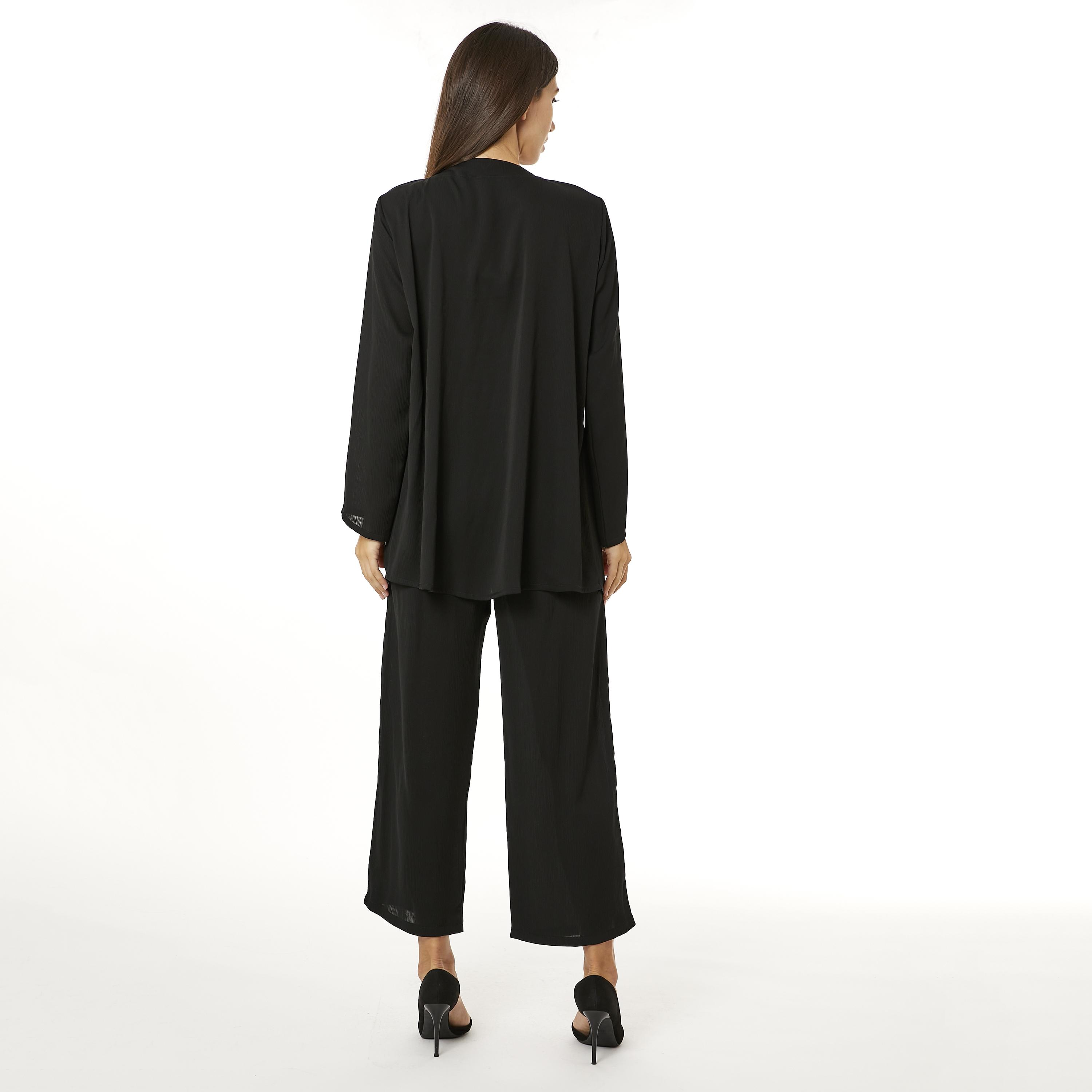 Moistreet 2-Piece Set Black Beaded Women's Top with Pants-women-arabicclothing-abayainner-image-4