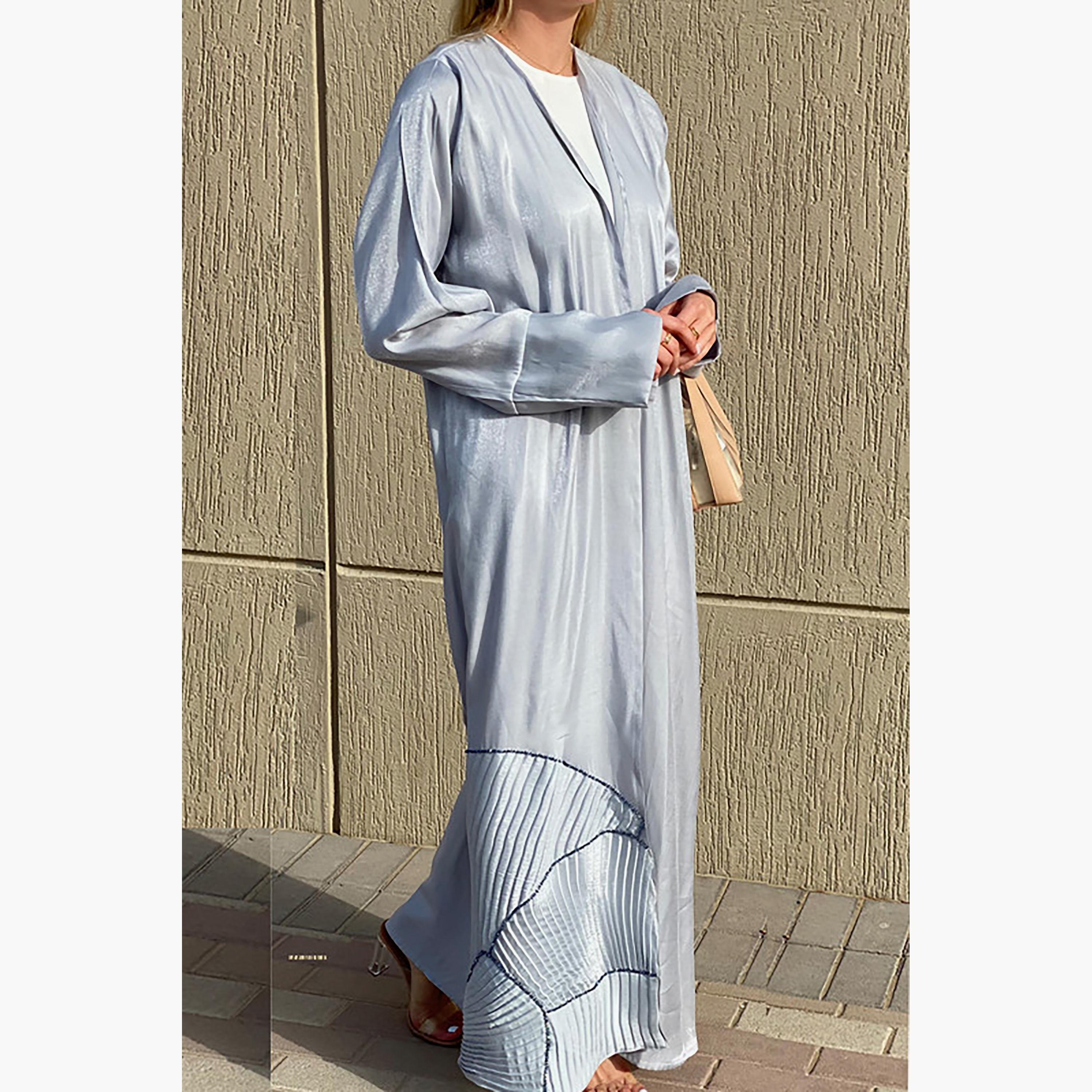 MOiSTREET Blue Beaded Rotana Shimmer Abaya with Sheila-women-arabicclothing-abayas-image-5
