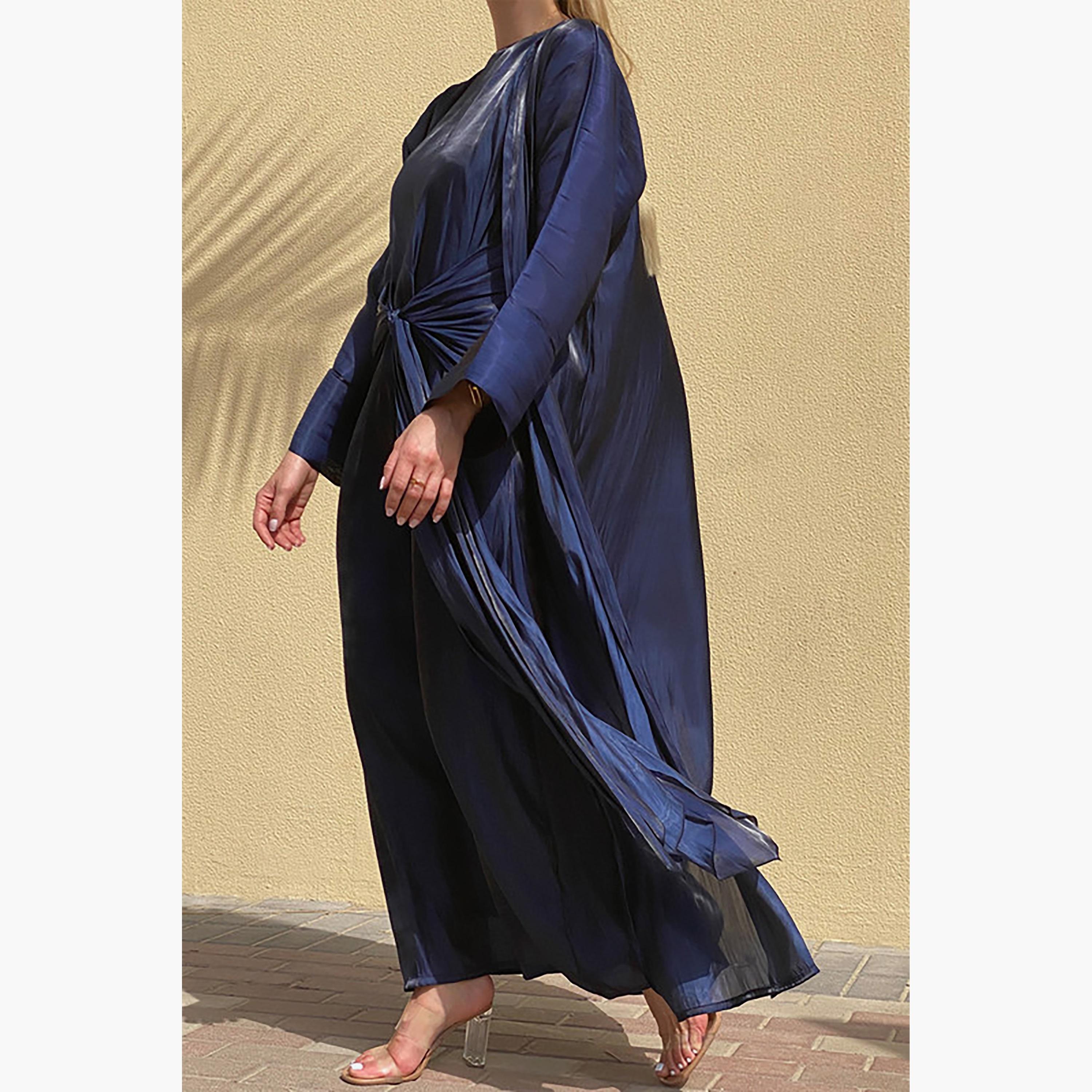 MOiSTREET 3-Piece Set Navy Rotana Shimmer Flared Sleeves Abaya and Inner Dress with Sheila-women-arabicclothing-abayainner-image-5