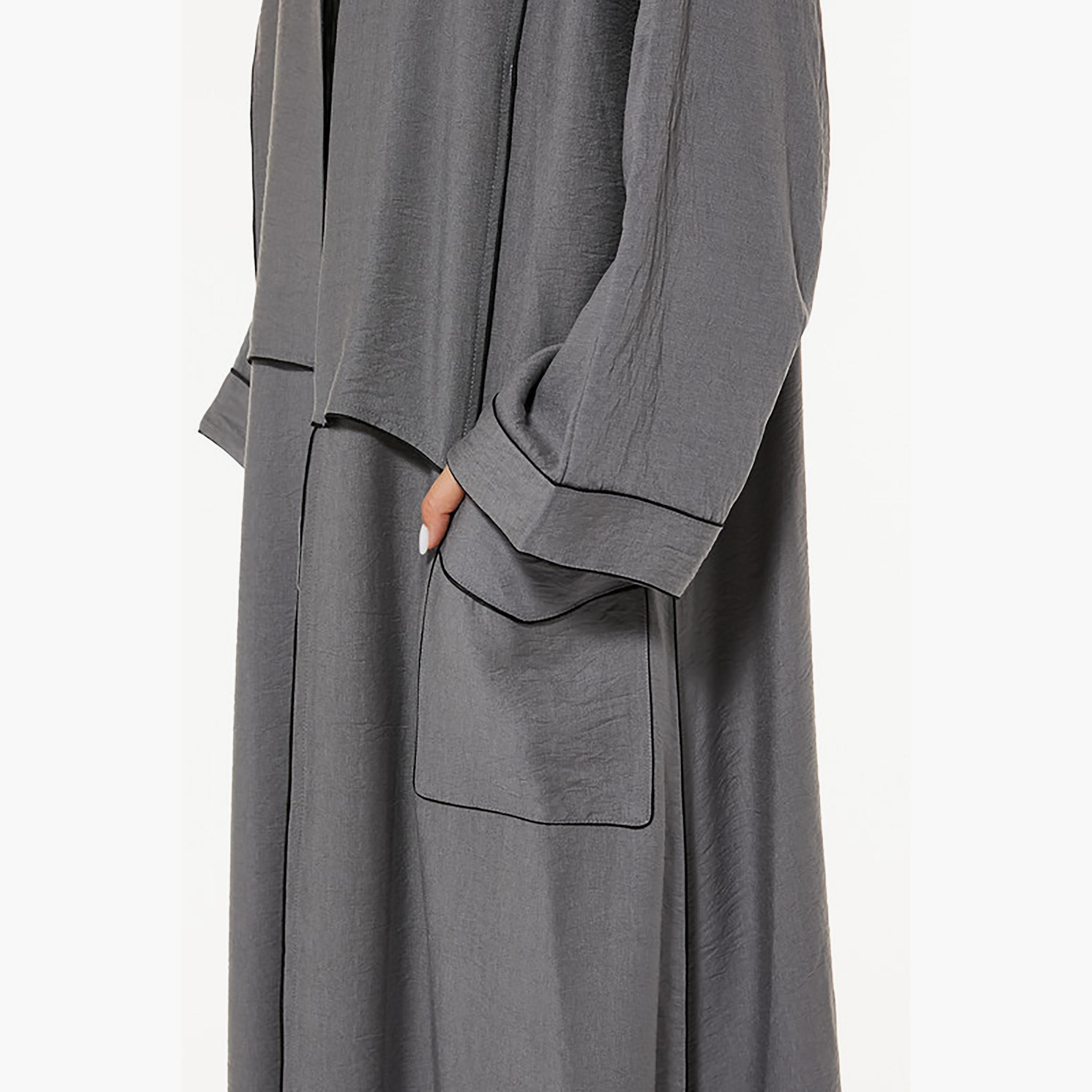 MOiSTREET Grey Linen Abaya with Sheila-women-arabicclothing-abayas-image-2