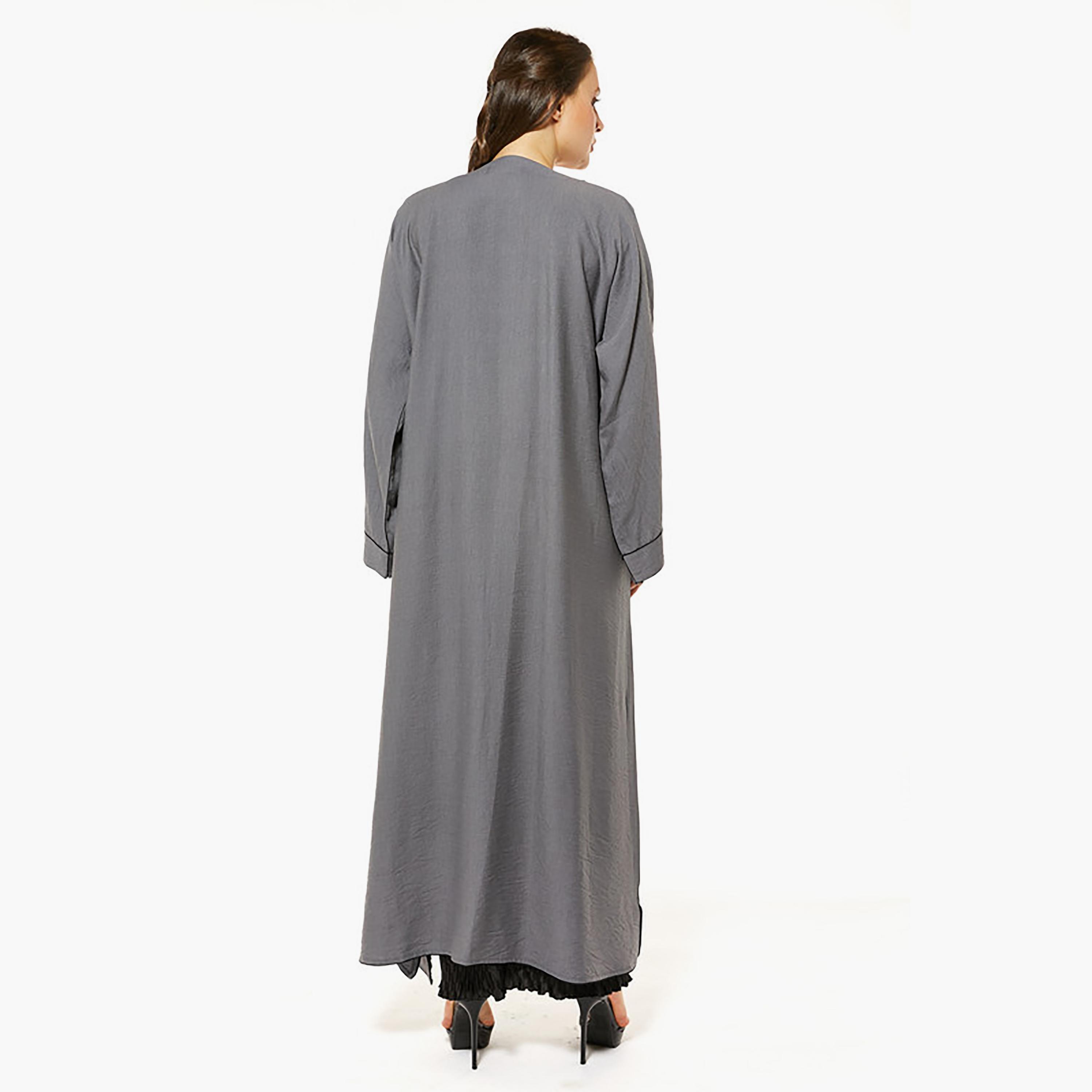 MOiSTREET Grey Linen Abaya with Sheila-women-arabicclothing-abayas-image-4
