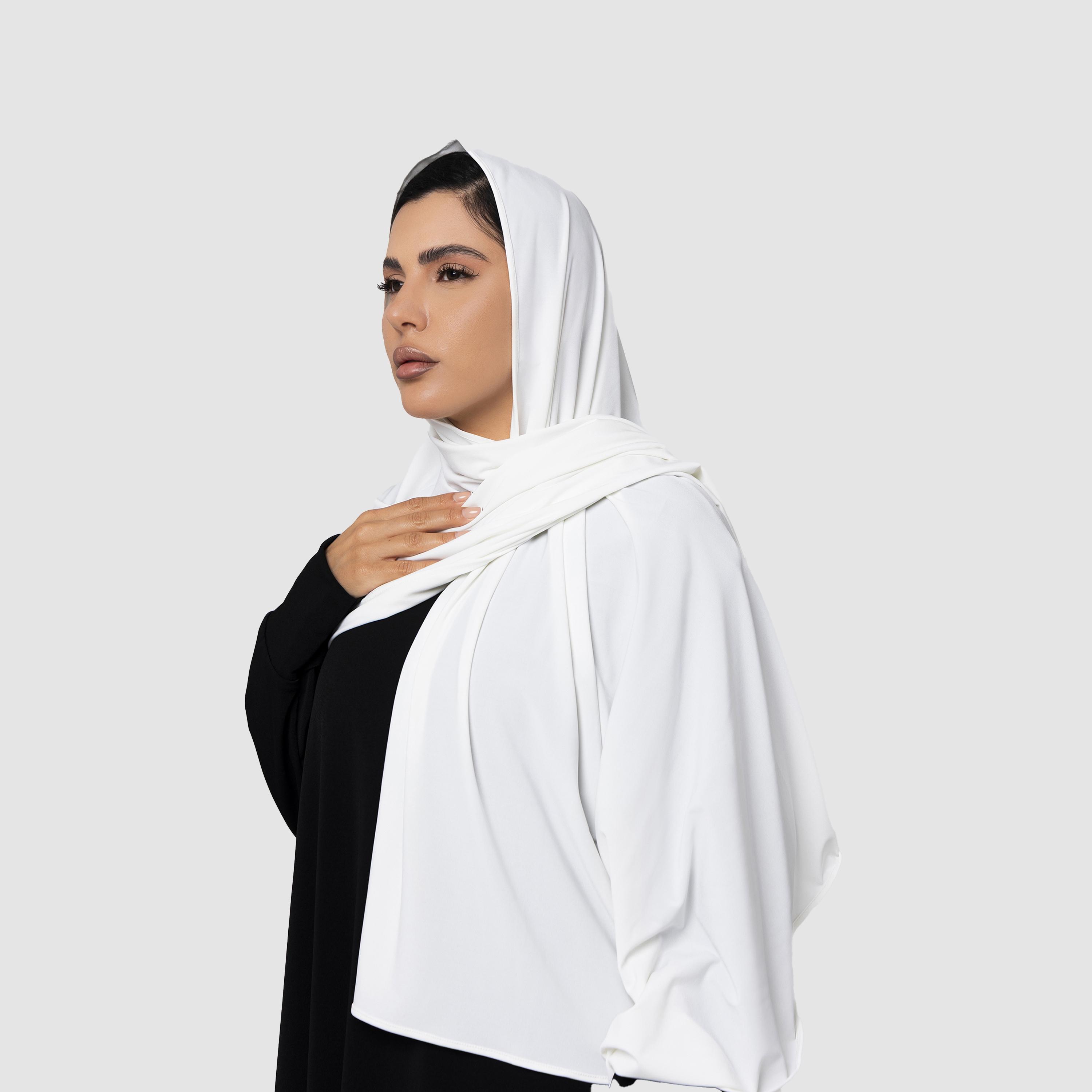 Moistreet White Women's Jersey Hijab-women-arabicclothing-headscarf-hijab-image-2
