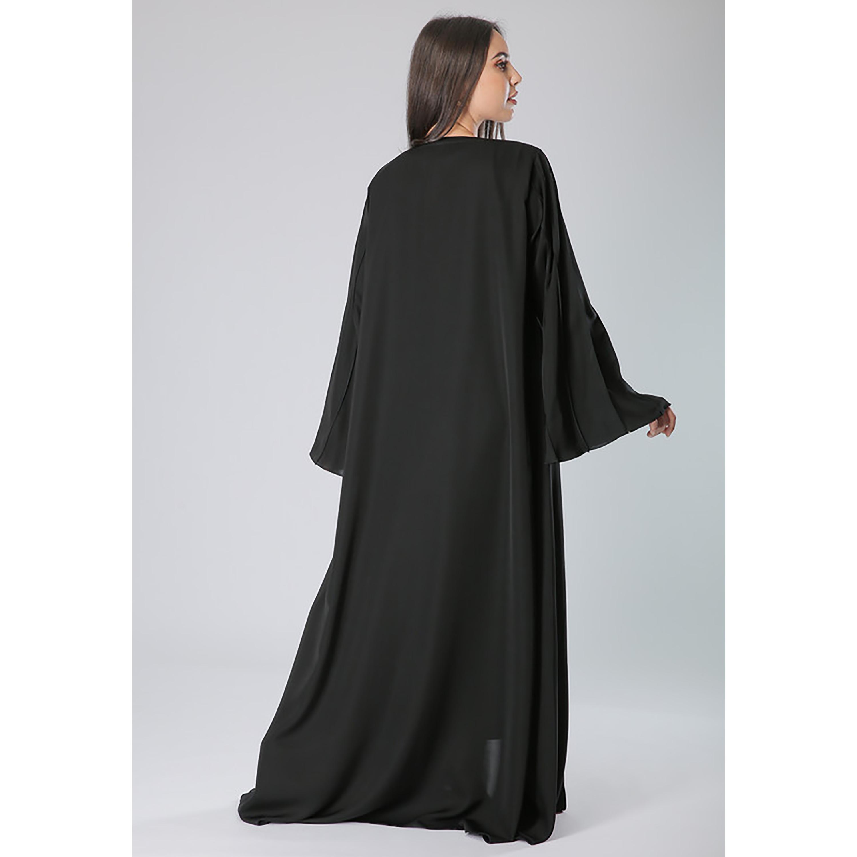 MOiSTREET Black Piping Detailed Bell Sleeves Abaya with Sheila-women-arabicclothing-abayas-image-4