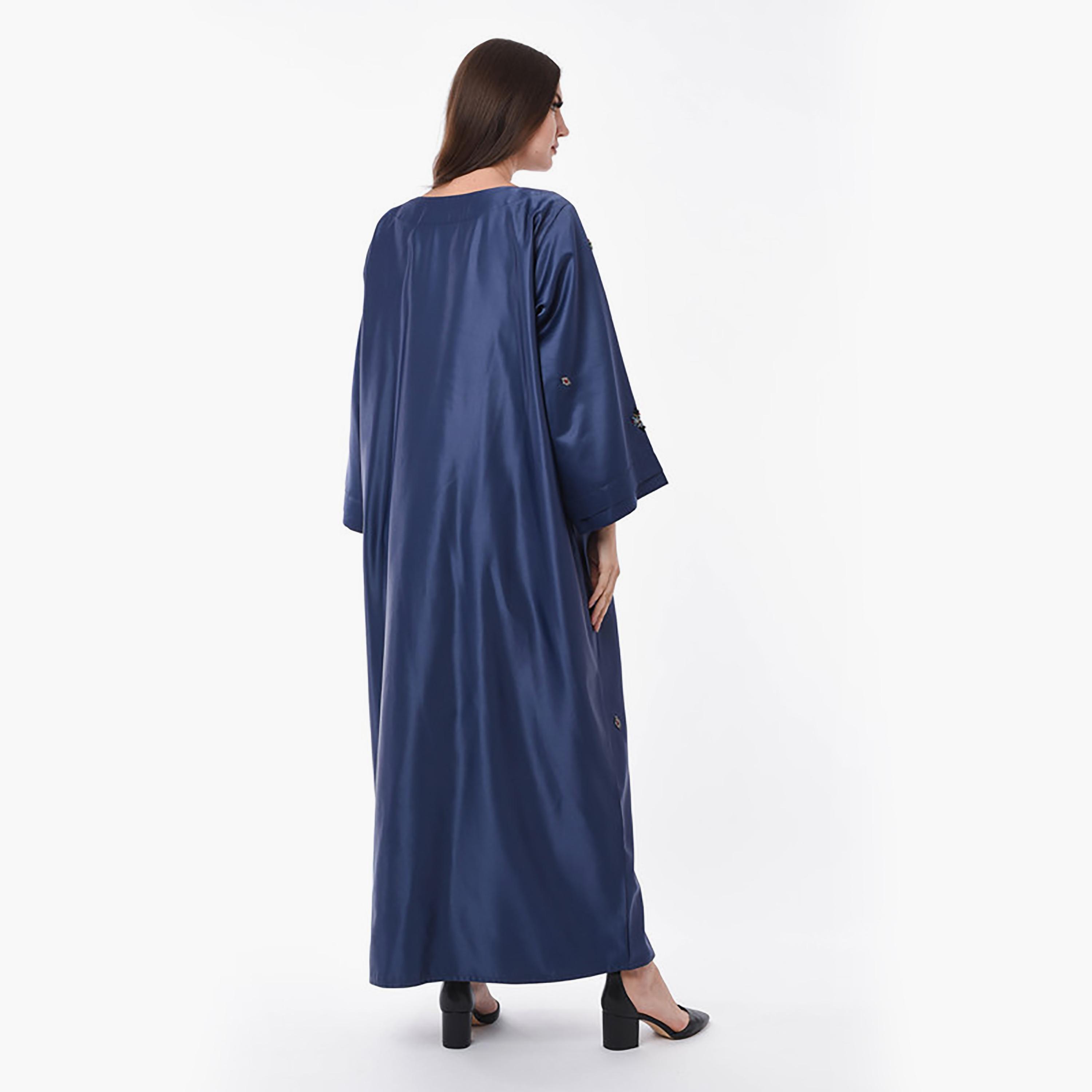 MOiSTREET Navy Beaded Boat Neck Jalabiya-women-arabicclothing-jalabiyas-image-4