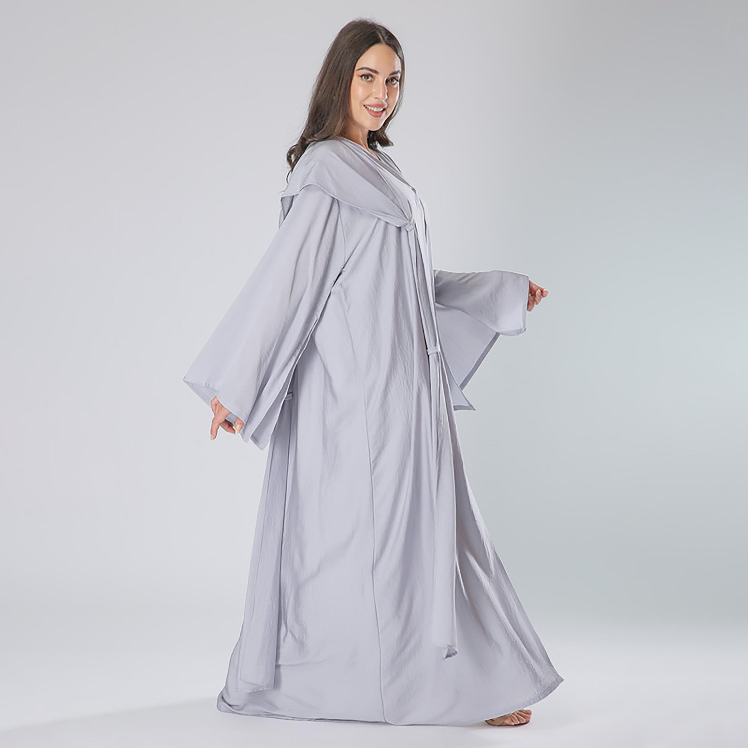 MOiSTREET Grey Flared Sleeves Abaya with Sheila-women-arabicclothing-abayas-image-3