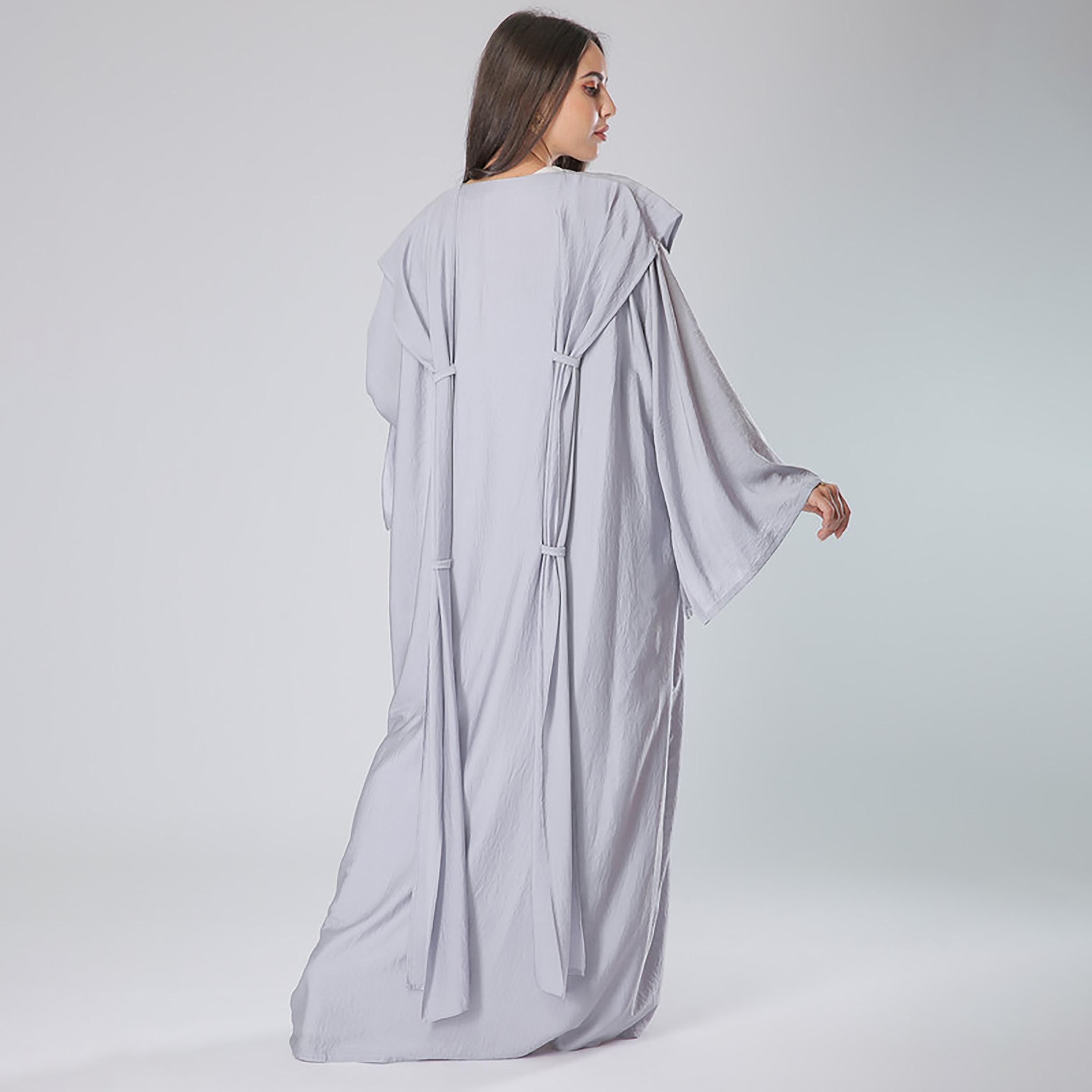 MOiSTREET Grey Flared Sleeves Abaya with Sheila-women-arabicclothing-abayas-image-4
