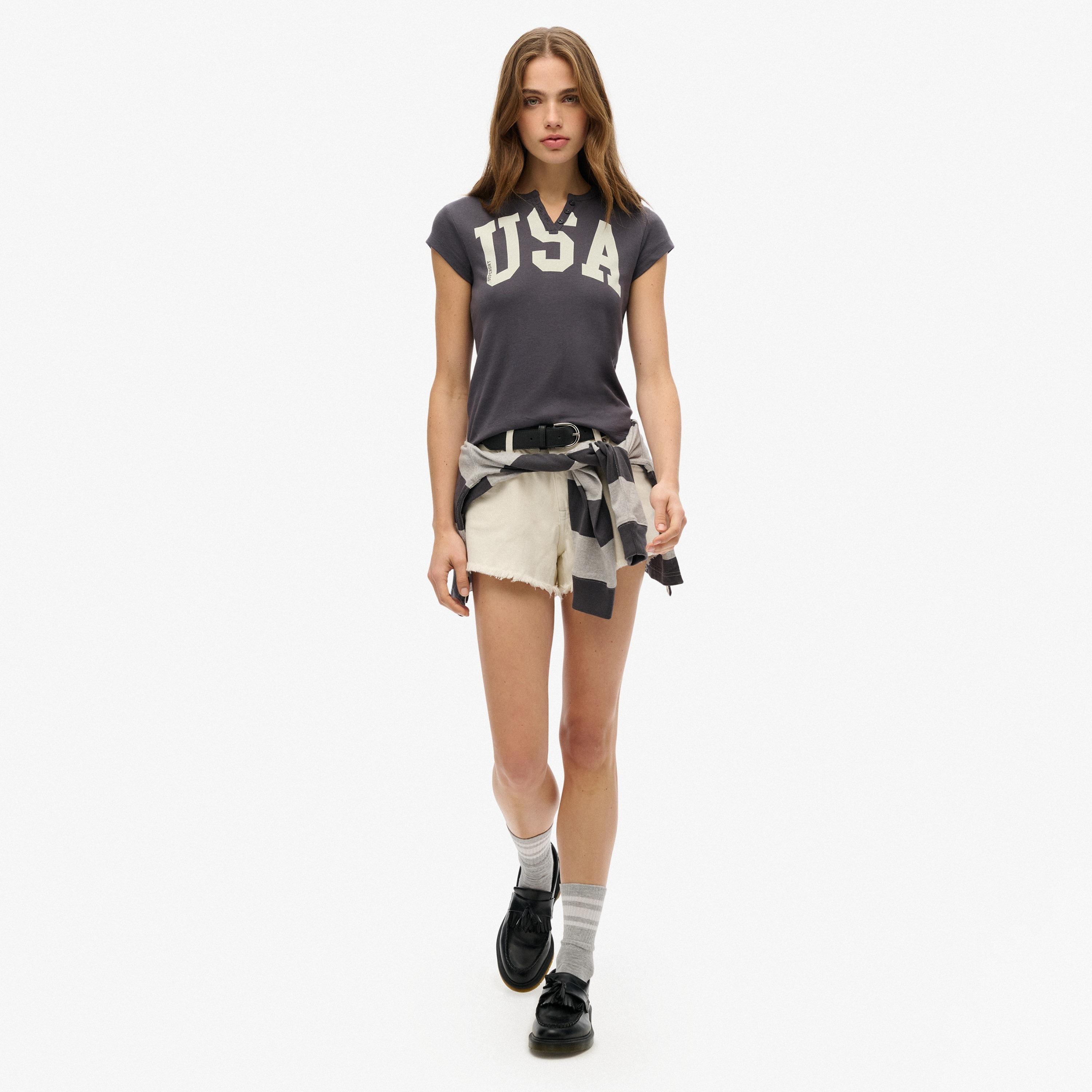 تي شيرت هينلي نسائي بأكمام قصيرة مطبوع من سوبردراي-women-clothing-tshirts-image-2