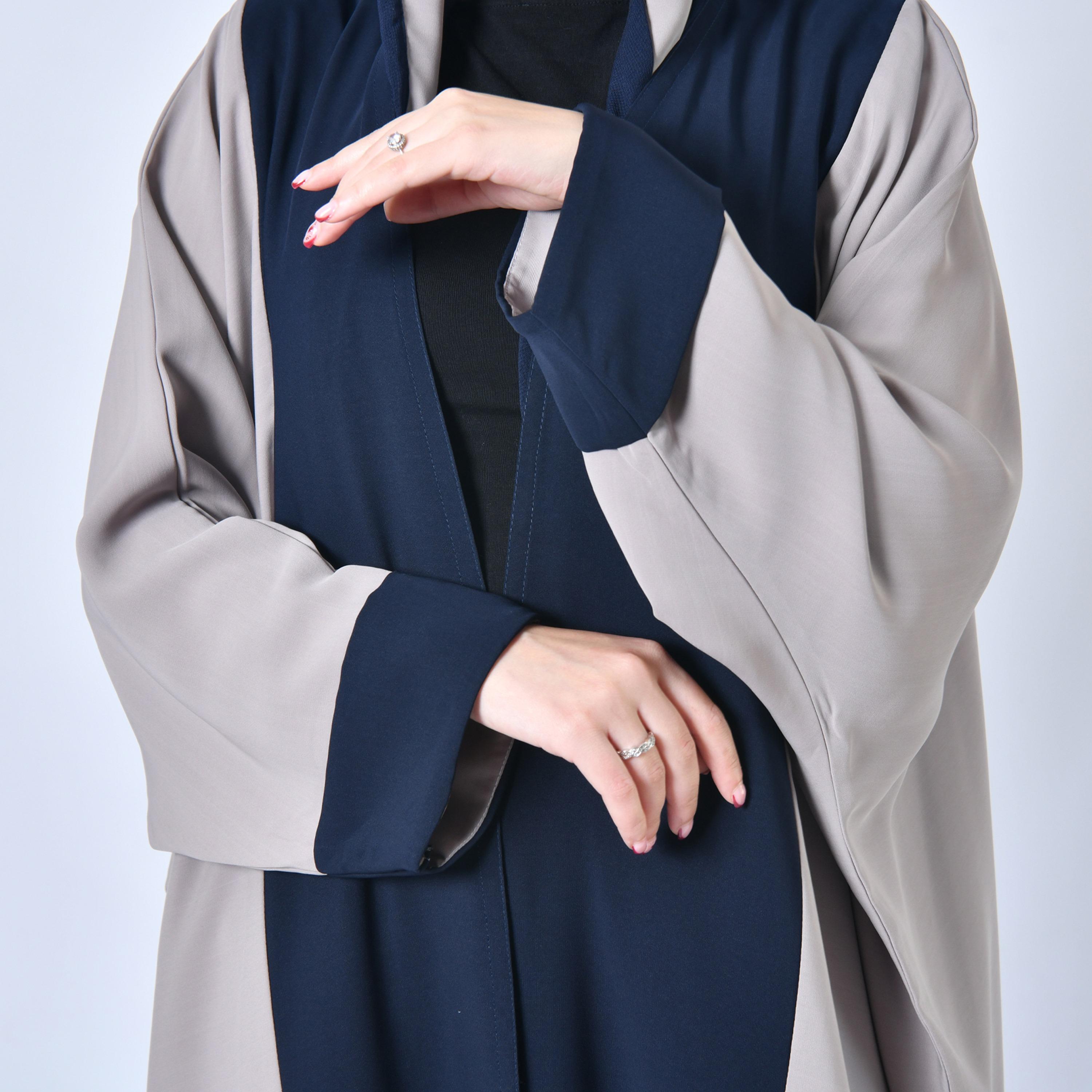 Hawraa Two Tone Bisht Abaya with Hijab-women-arabicclothing-abayas-image-3