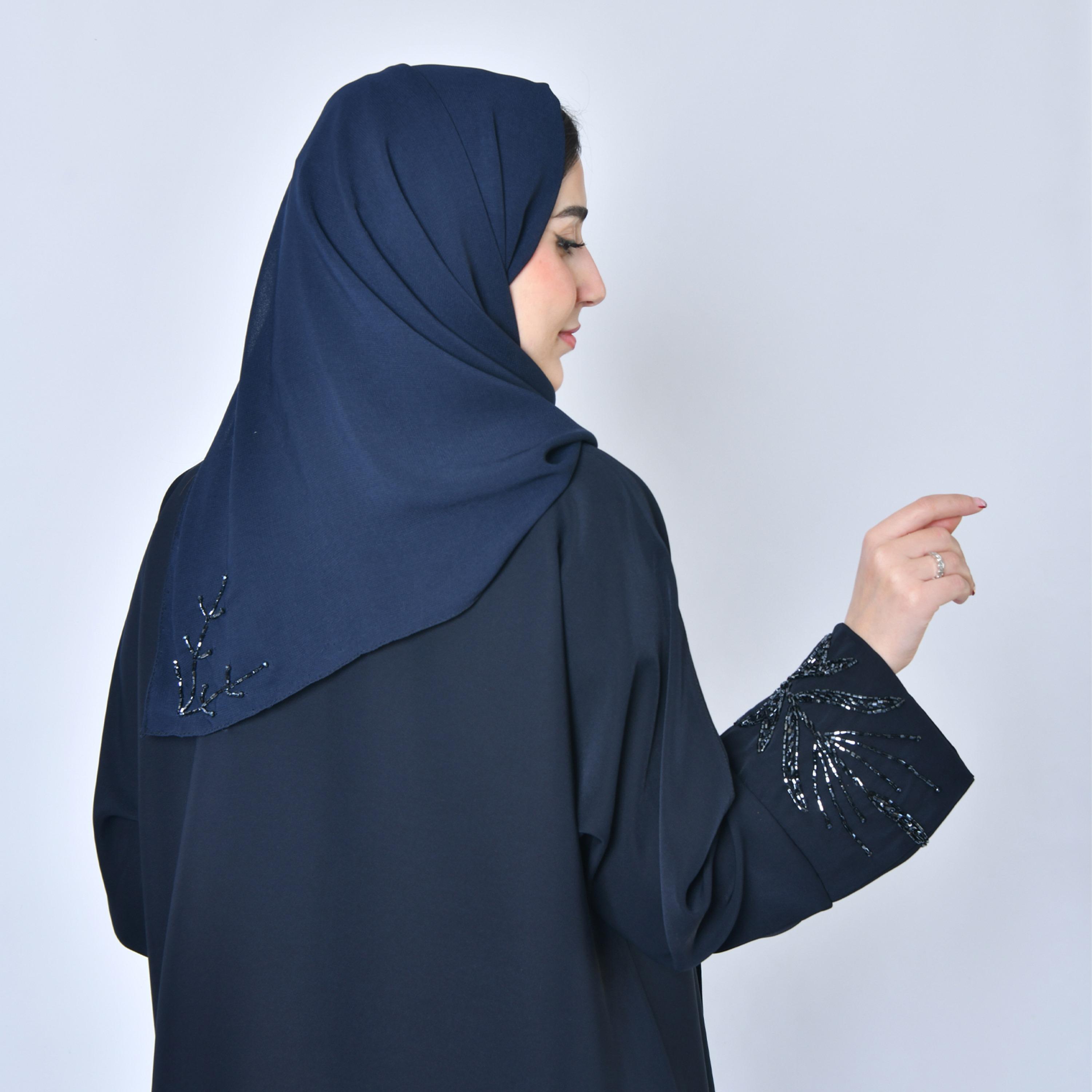 Hawraa Hand Beaded Coat Style Abaya with Hijab-women-arabicclothing-abayas-image-5