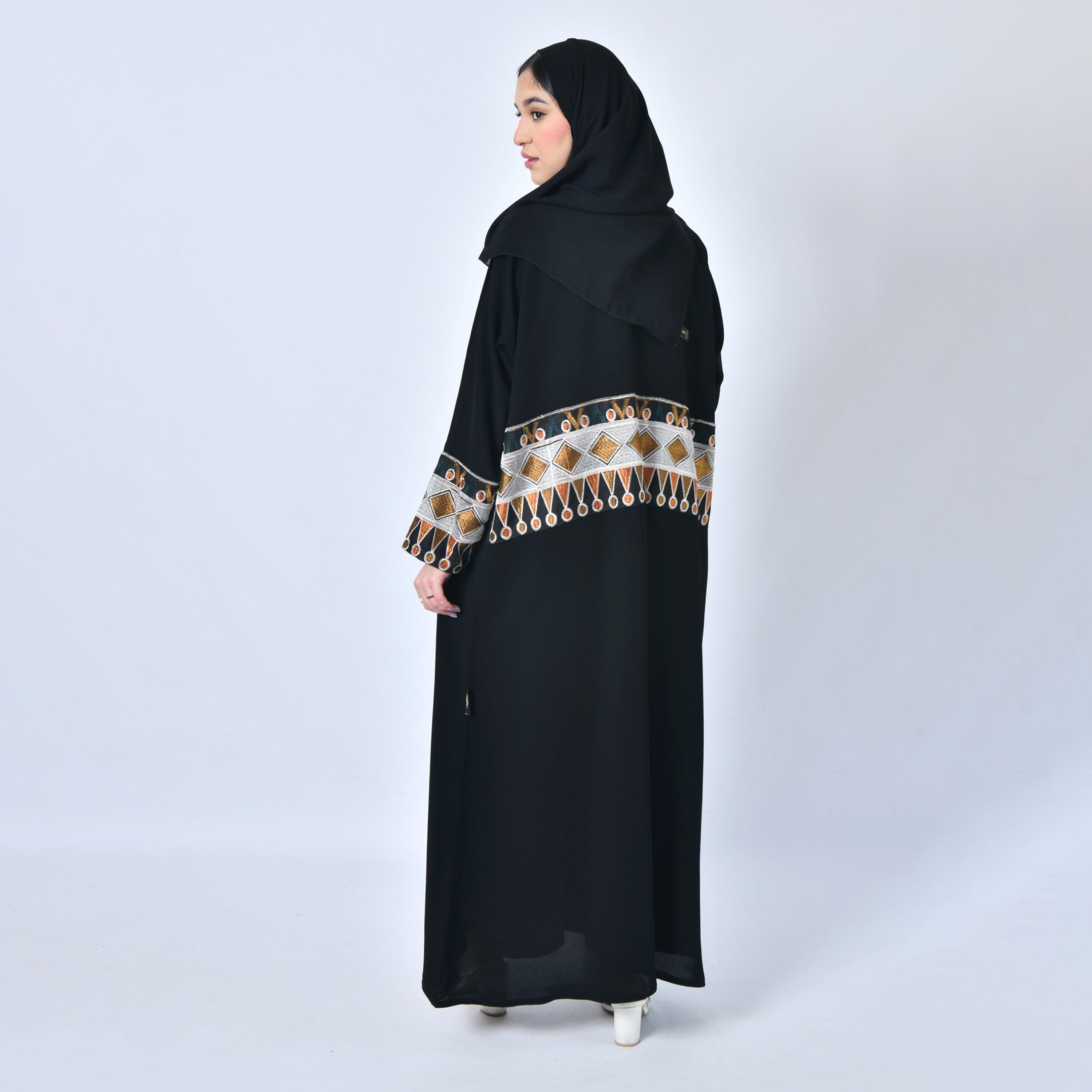 Hawraa Heritage Embroidered Black Abaya with Hijab-women-arabicclothing-abayas-image-5