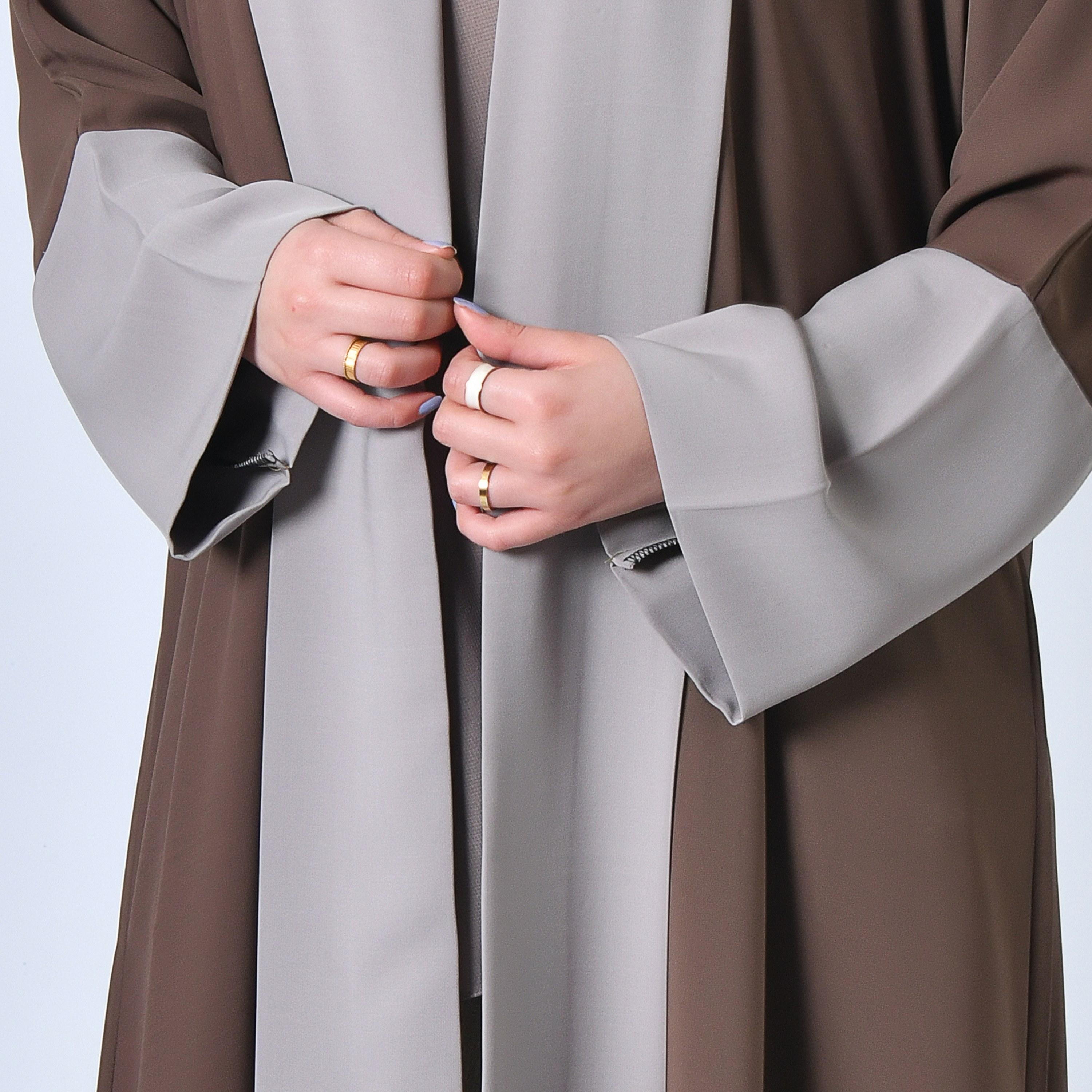 Hawraa Two Tone Abaya with Hijab-women-arabicclothing-abayas-image-3