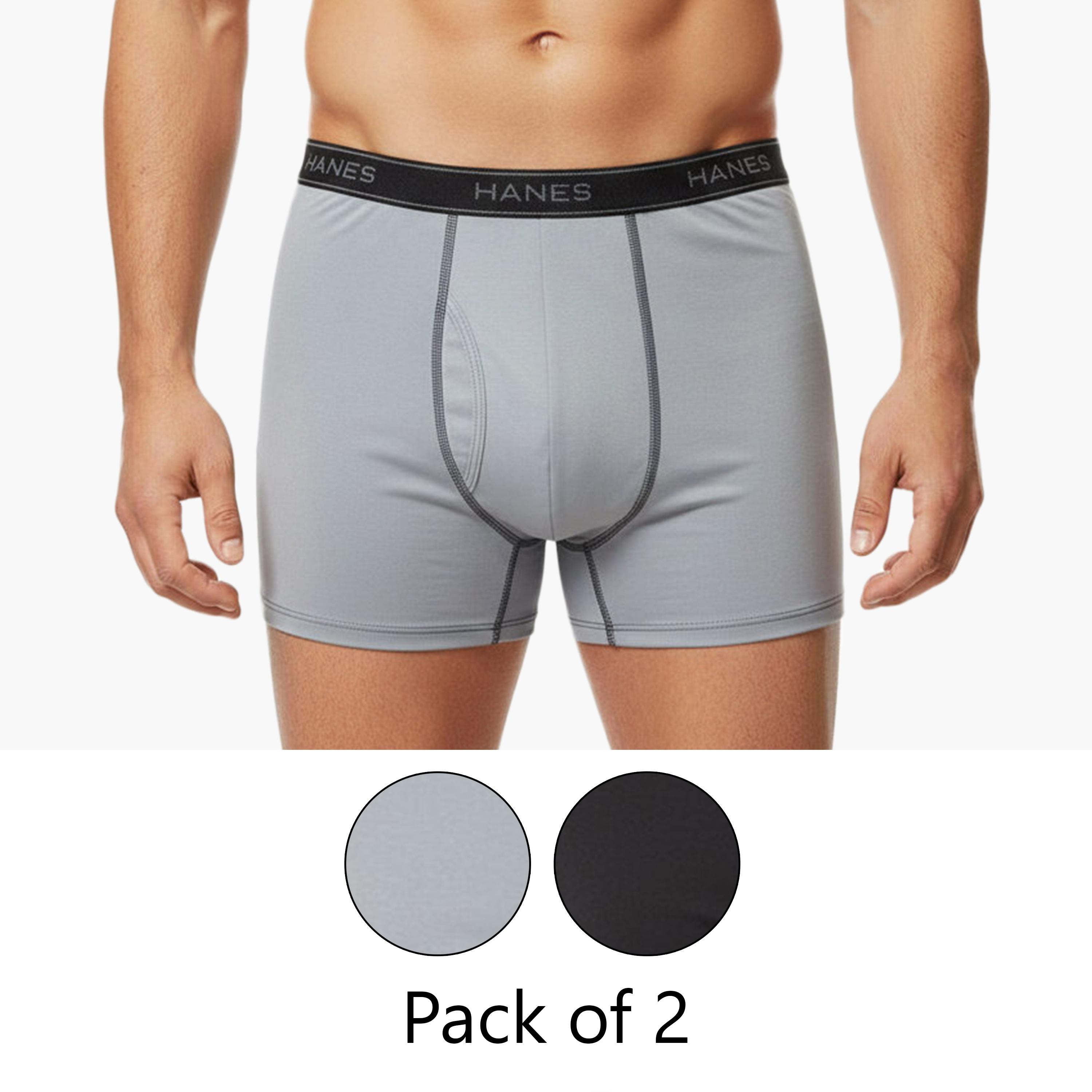 Hanes Pack of 2 Brand Print Waistband Men's Trunks-men-clothing-innerwear-underwear-image-1