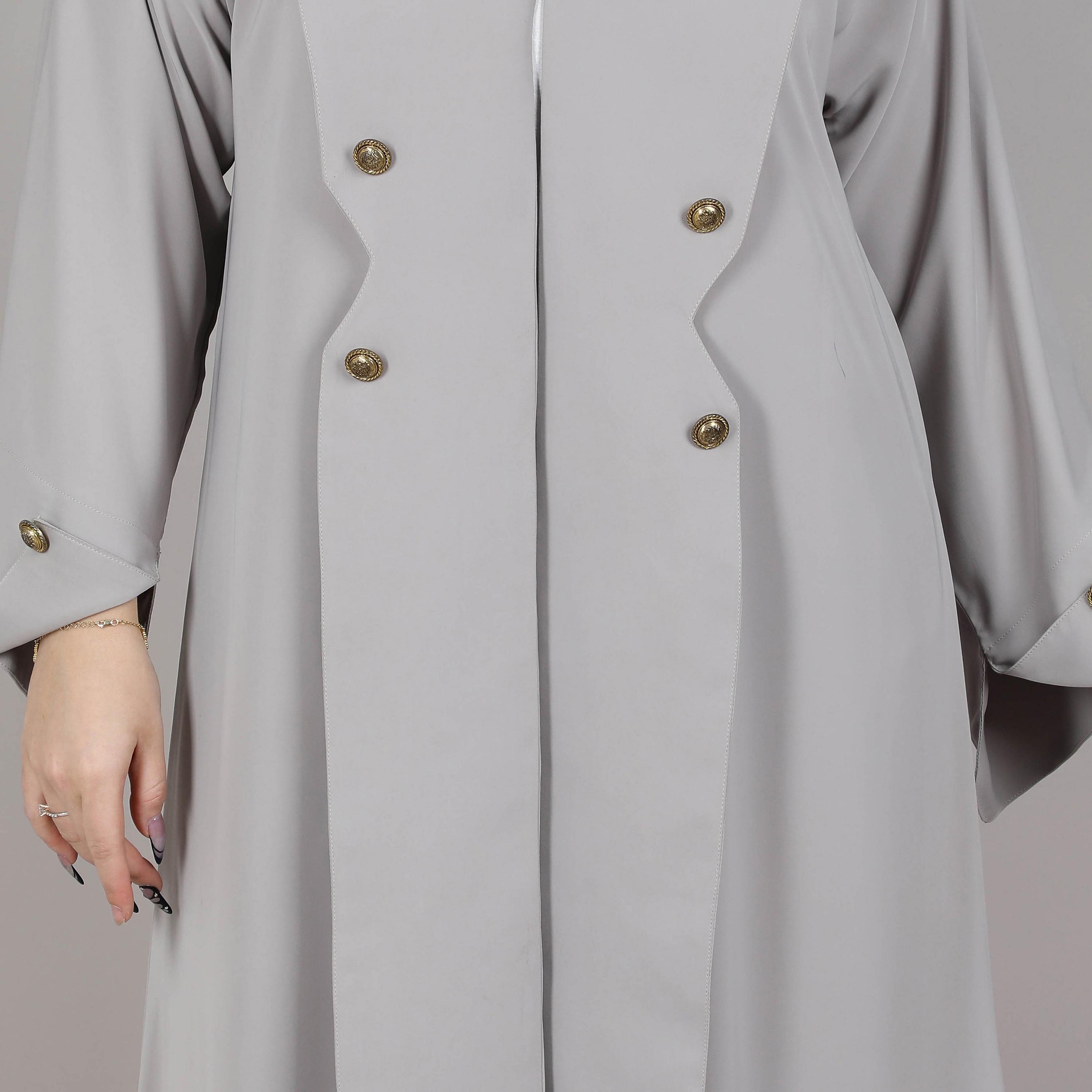 عباية نسائية بتصميم معطف بأكمام مشقوقة رمادية من إم سكوير فاشون-women-arabicclothing-abayas-image-2