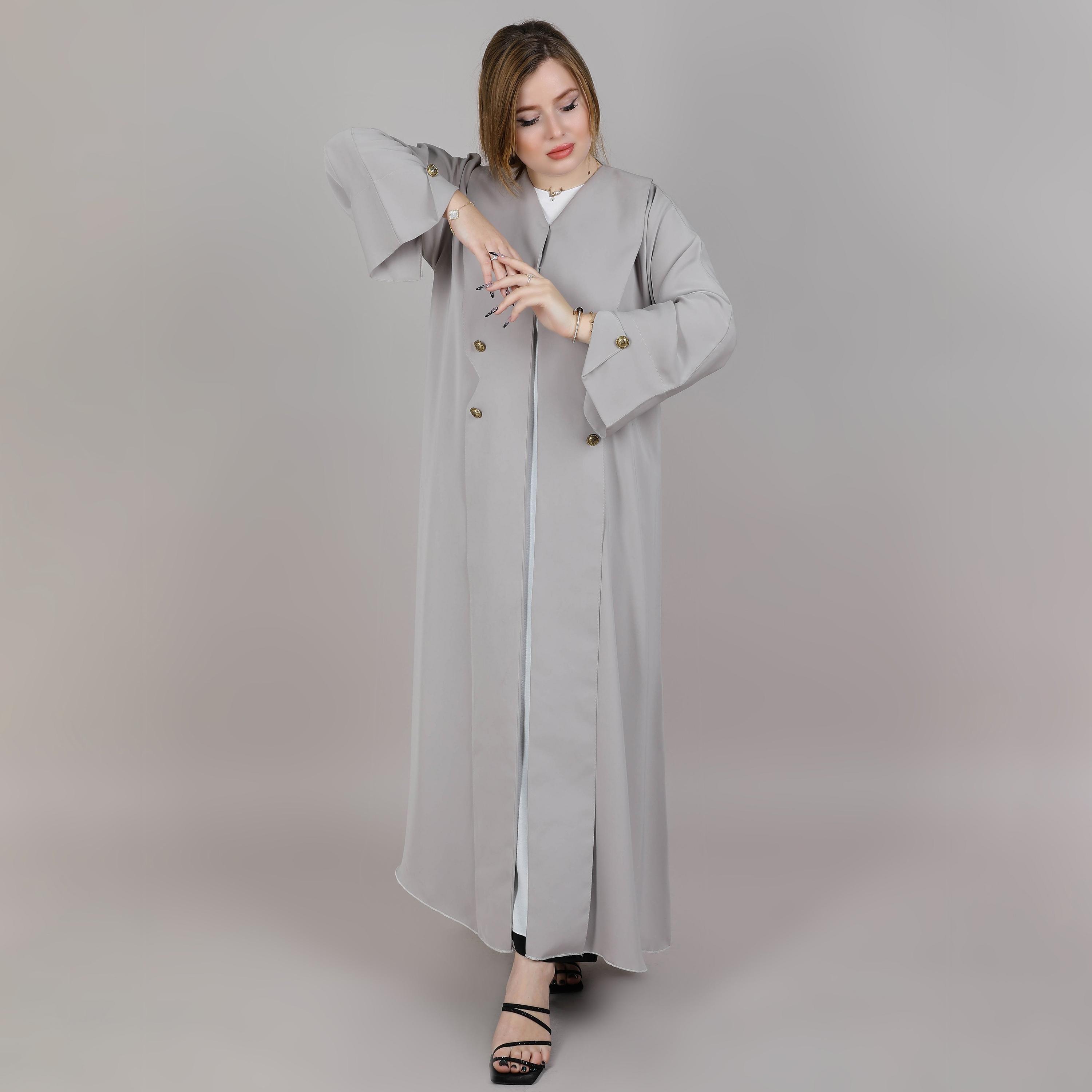 عباية نسائية بتصميم معطف بأكمام مشقوقة رمادية من إم سكوير فاشون-women-arabicclothing-abayas-image-3
