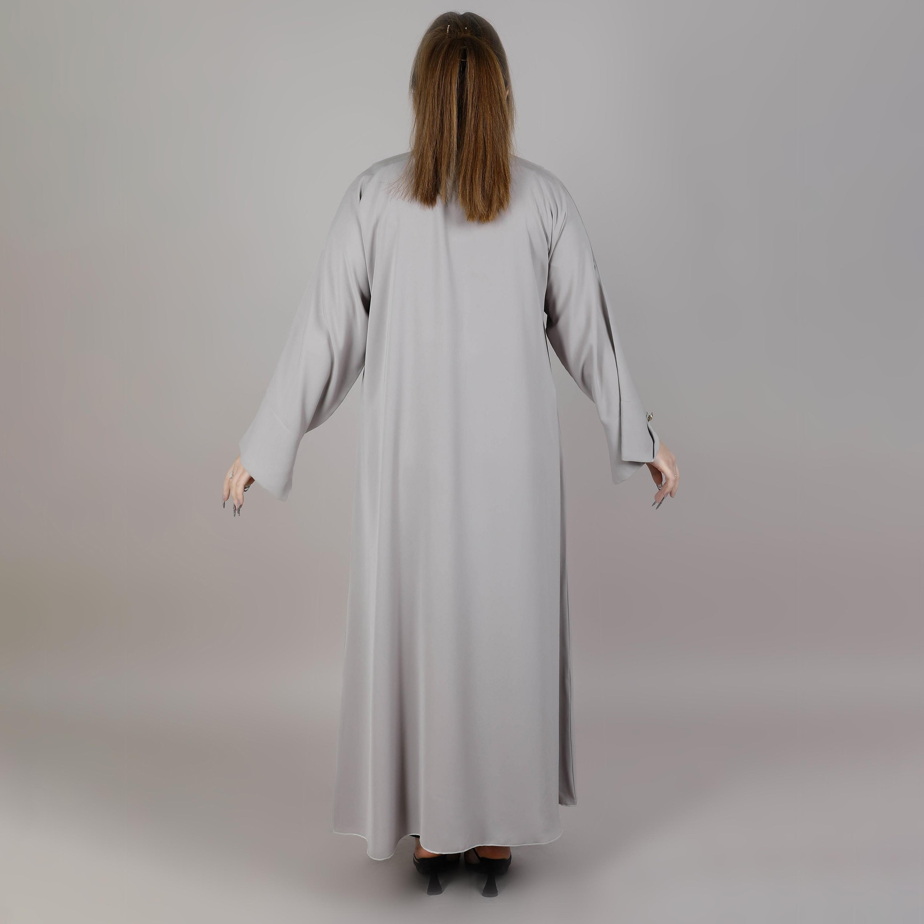 عباية نسائية بتصميم معطف بأكمام مشقوقة رمادية من إم سكوير فاشون-women-arabicclothing-abayas-image-4