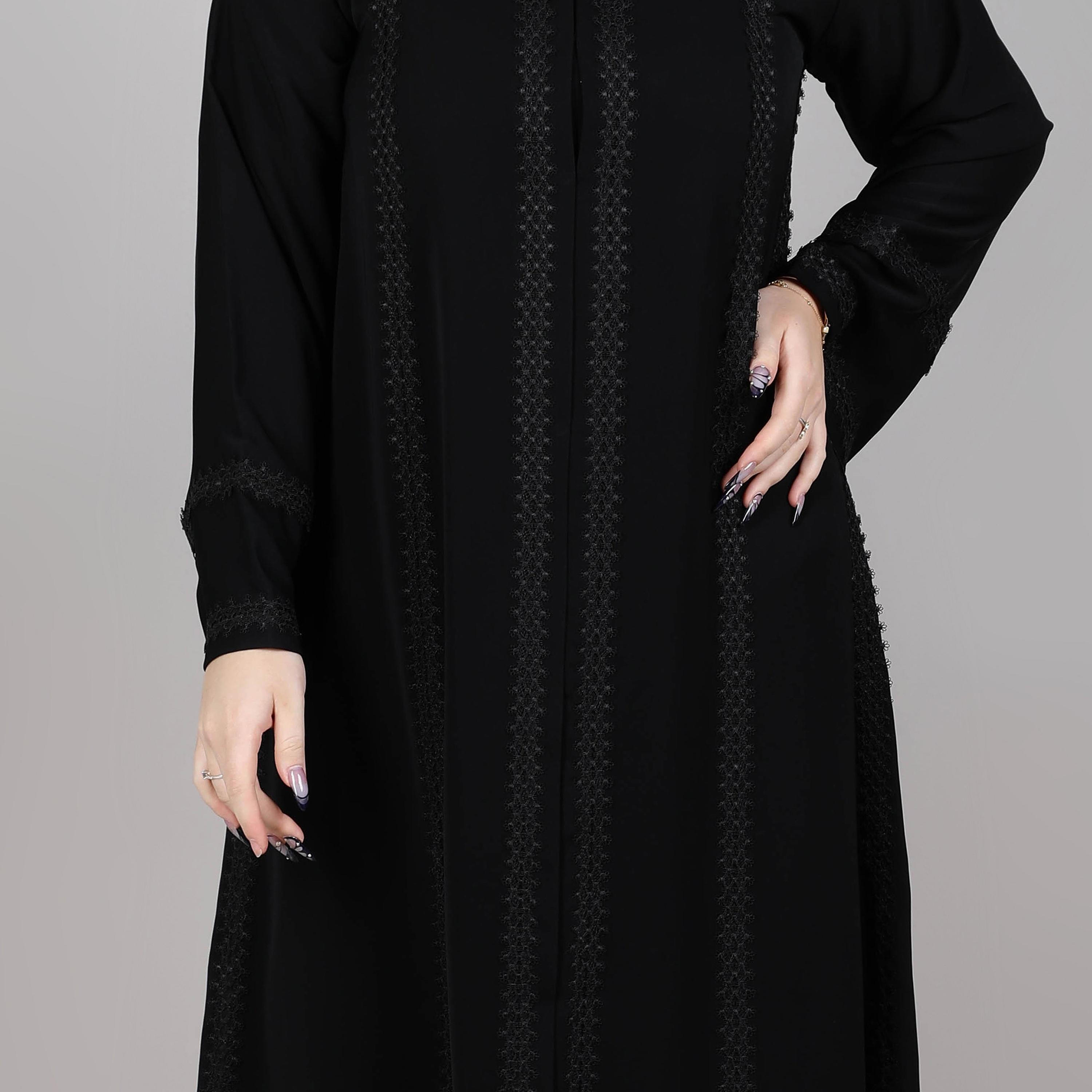 Msquare Fashion Black Lace Nida Women's Abaya-women-arabicclothing-abayas-image-2