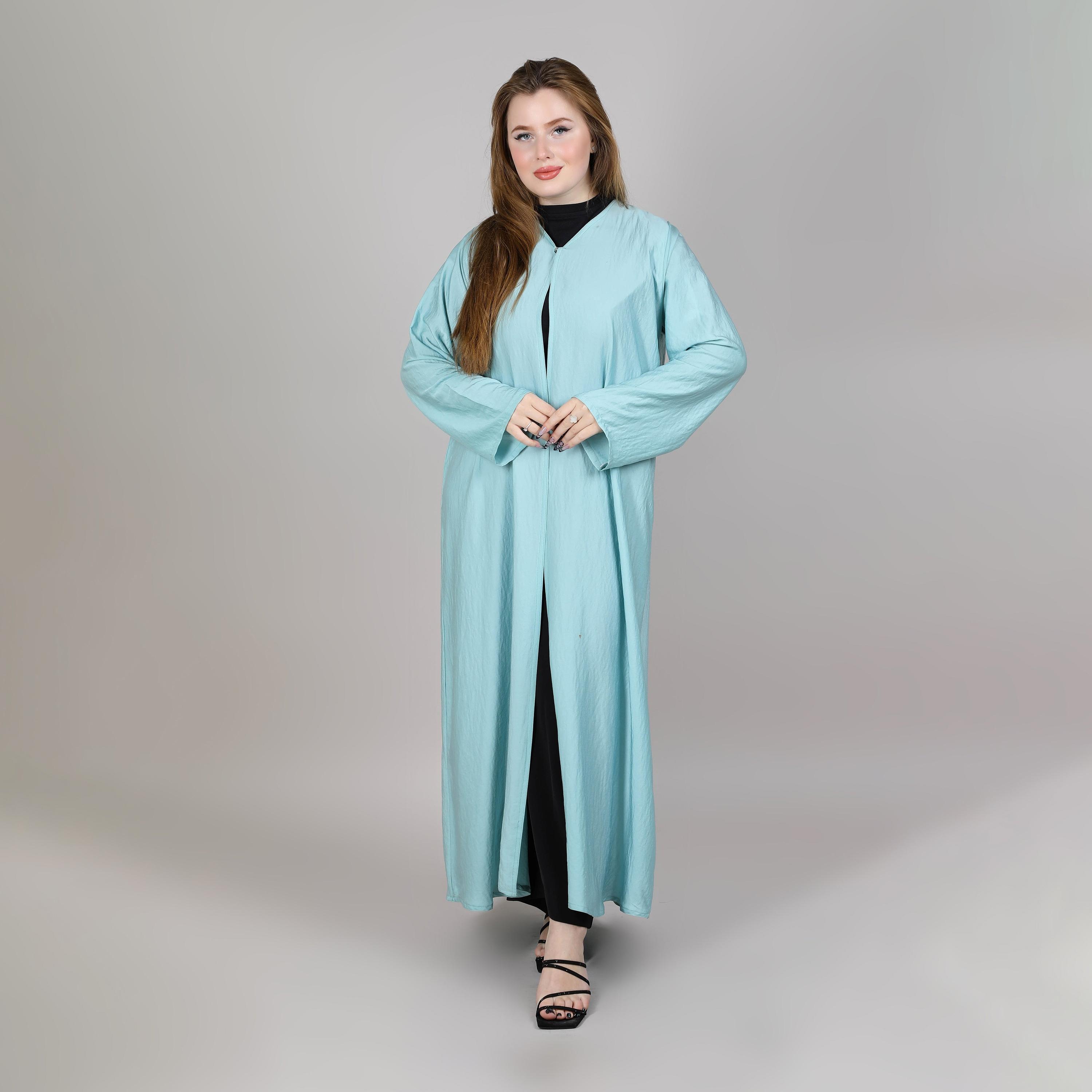 عباية نسائية كلاسيكية مفتوحة من الأمام باللون الفيروزي من إم سكوير فاشون-women-arabicclothing-abayas-image-1