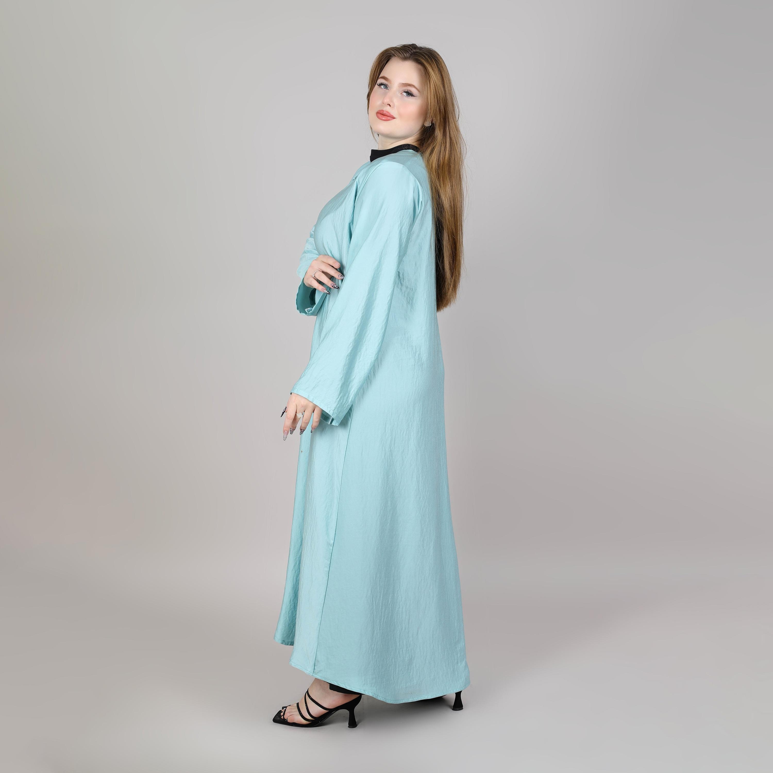 عباية نسائية كلاسيكية مفتوحة من الأمام باللون الفيروزي من إم سكوير فاشون-women-arabicclothing-abayas-image-3